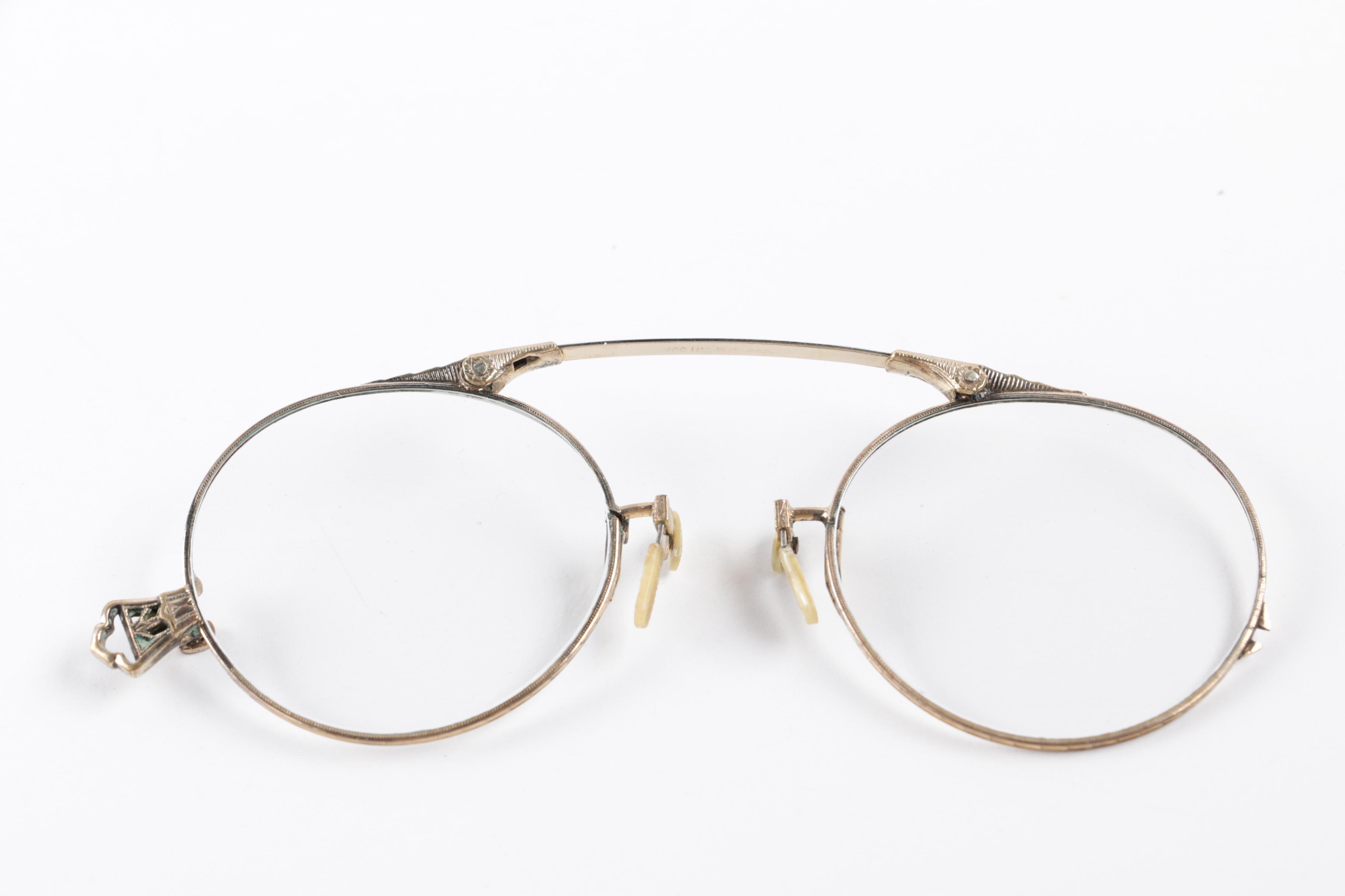 Vintage Pince-nez Eyeglasses and Folding Opera Glasses
