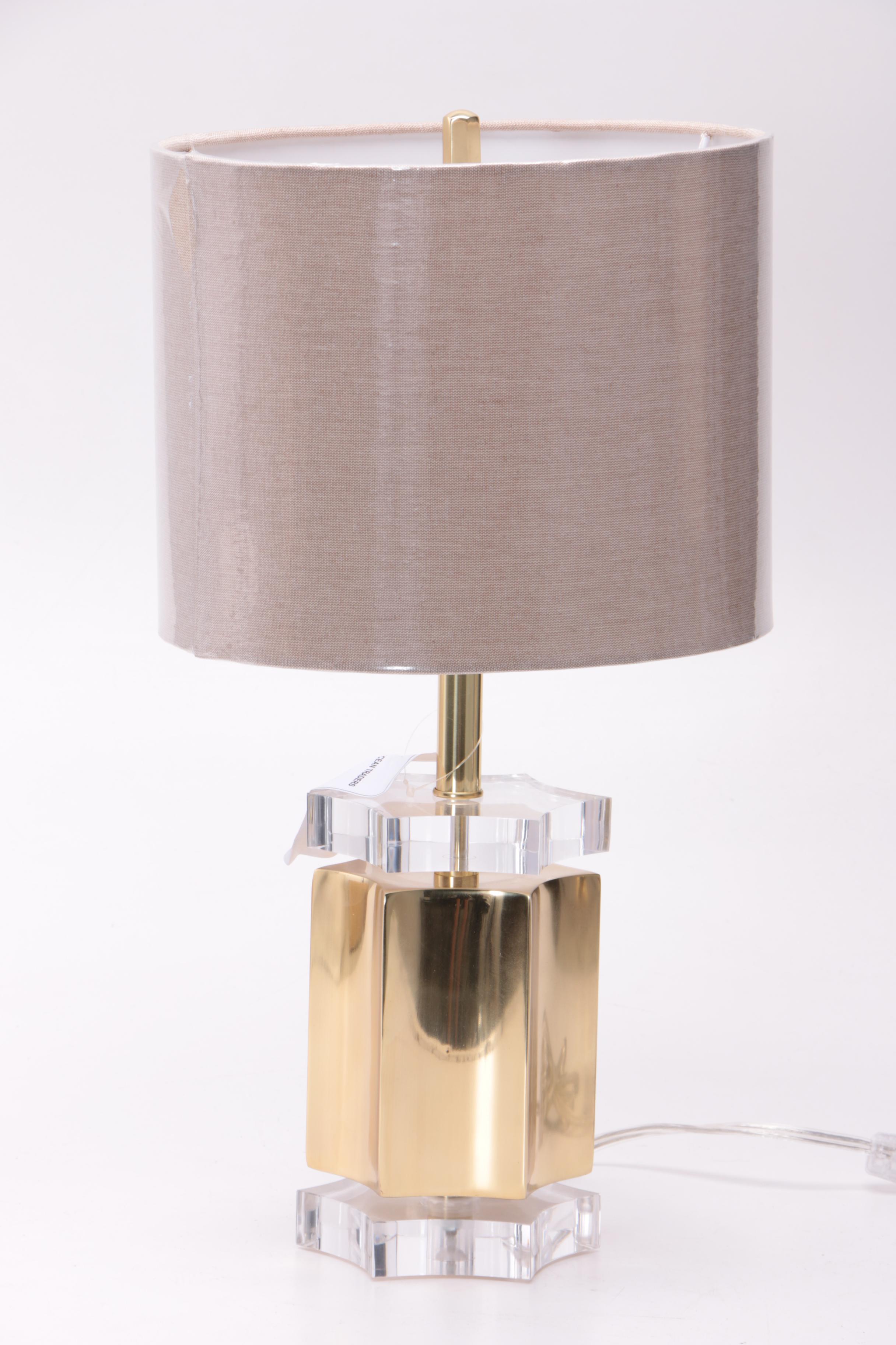 Blue Ocean Traders "Facets" Acrylic and Brass Plated Table Lamps with Shades