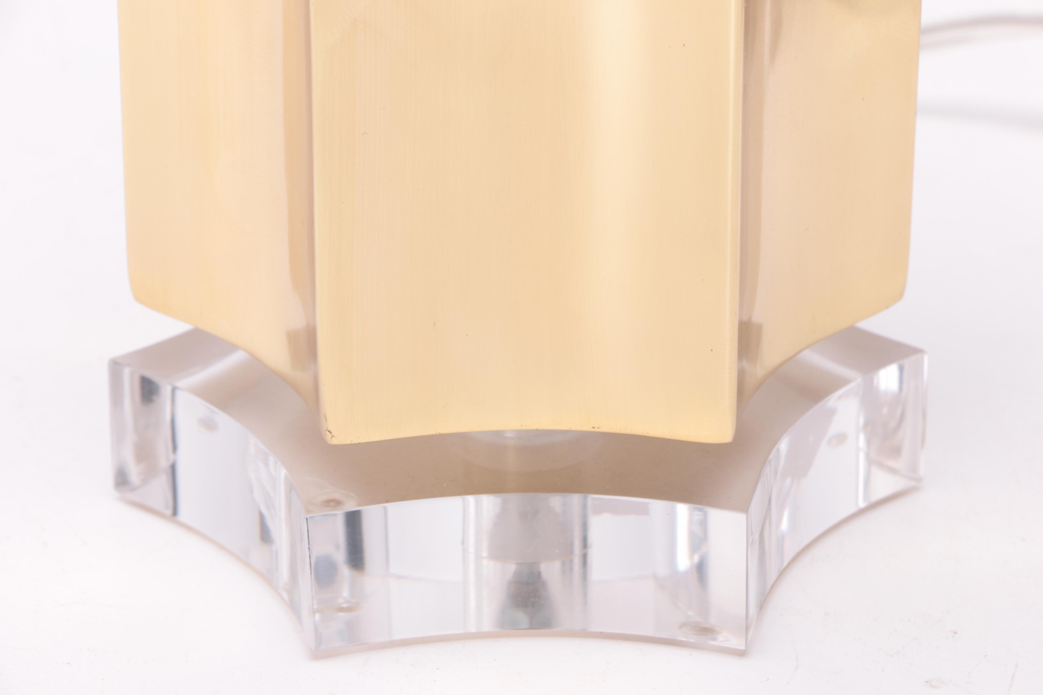 Blue Ocean Traders "Facets" Acrylic and Brass Plated Table Lamps with Shades