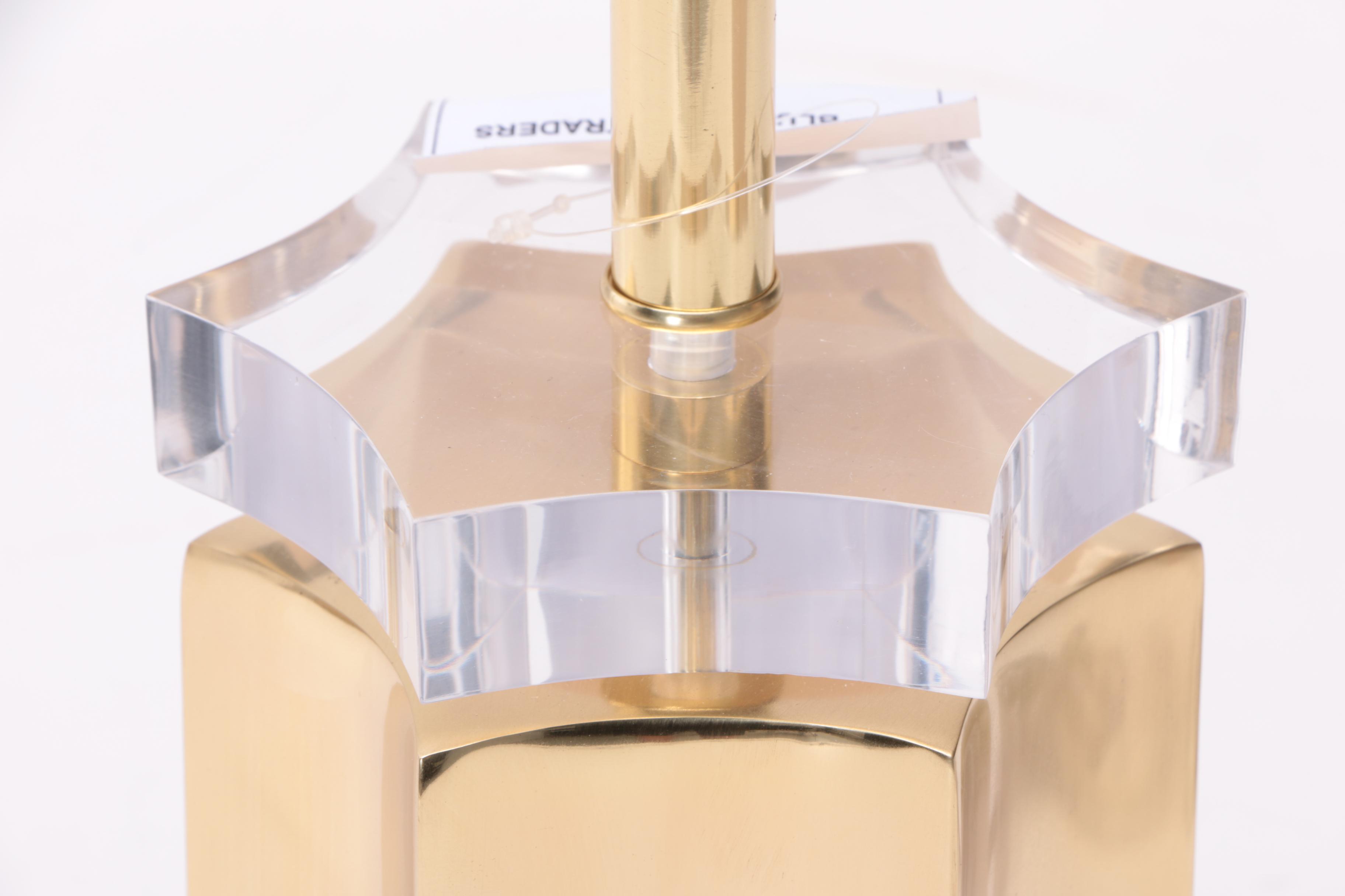 Blue Ocean Traders "Facets" Acrylic and Brass Plated Table Lamps with Shades