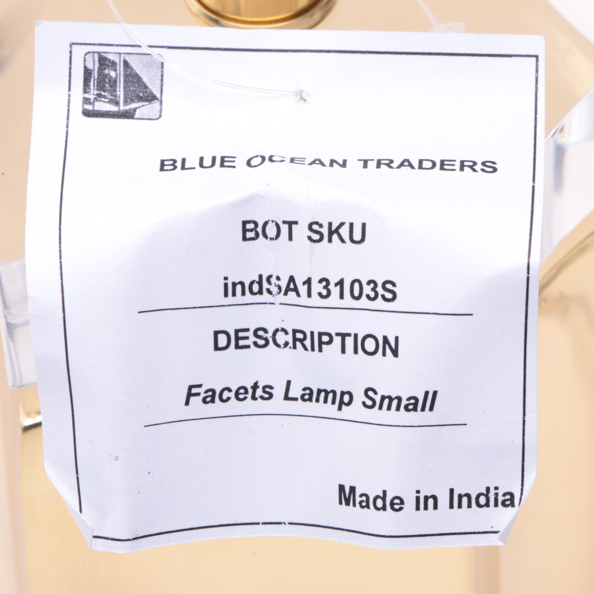 Blue Ocean Traders "Facets" Acrylic and Brass Plated Table Lamps with Shades