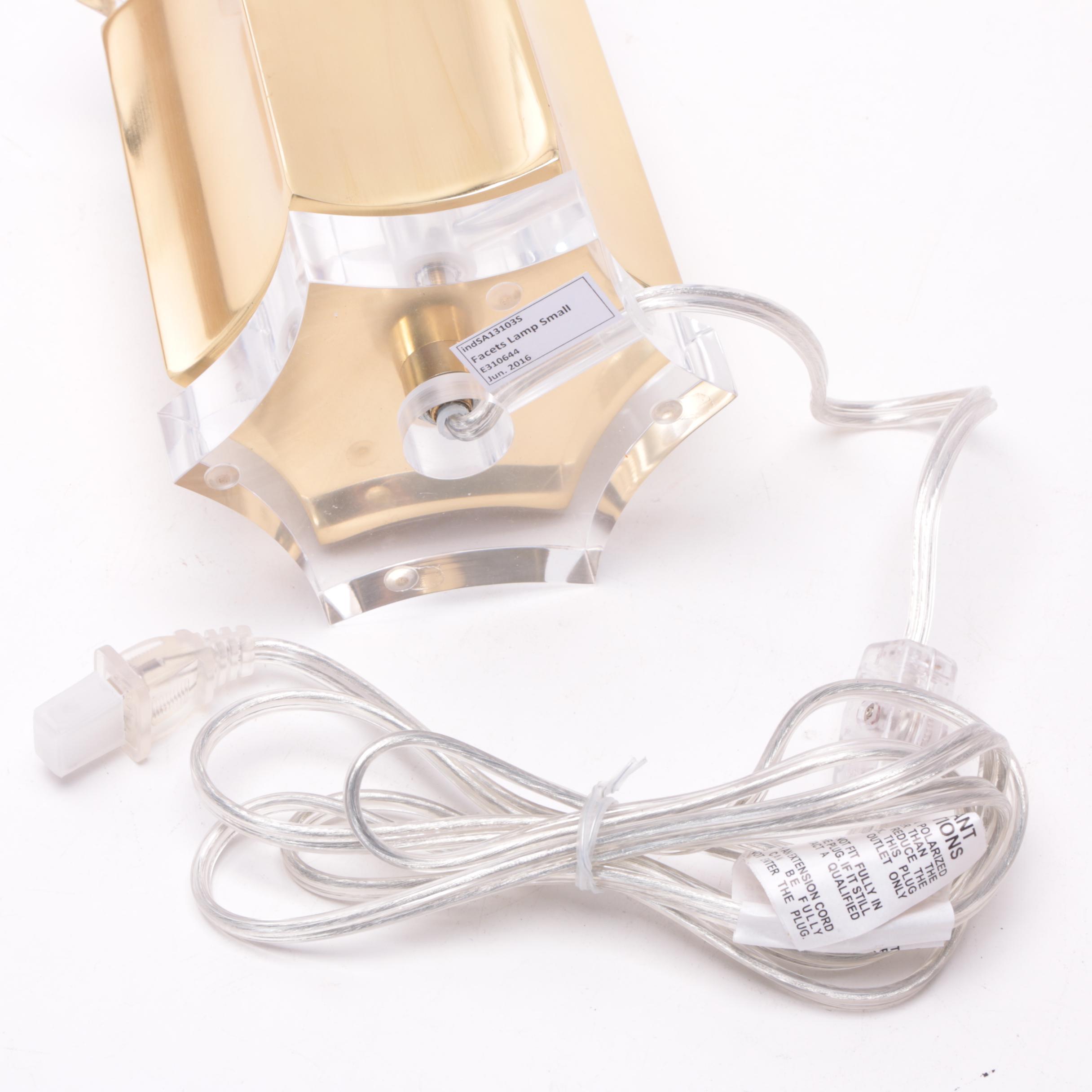 Blue Ocean Traders "Facets" Acrylic and Brass Plated Table Lamps with Shades