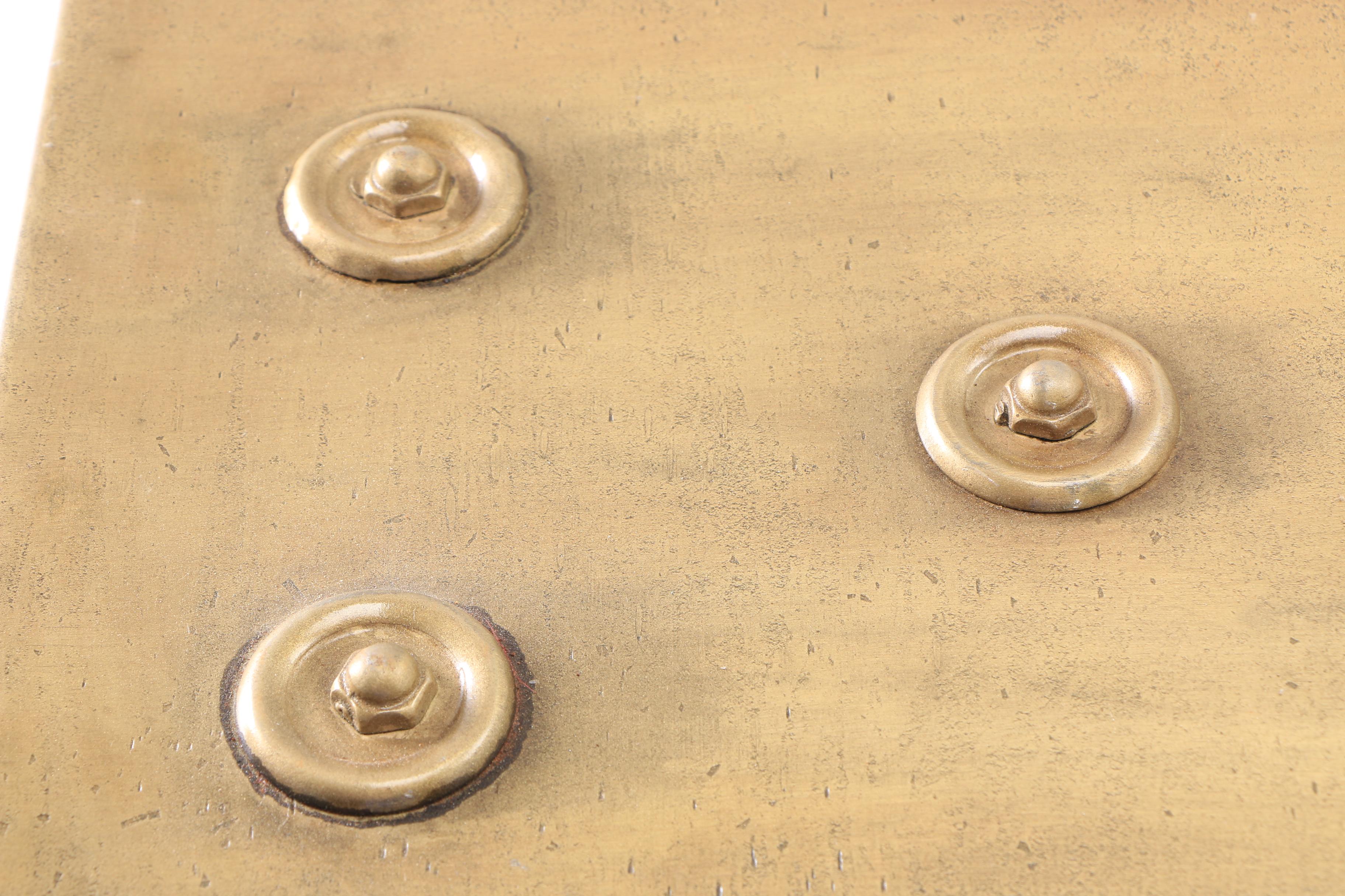 Vintage Painted Iron Trunk in Antique Brass Finish