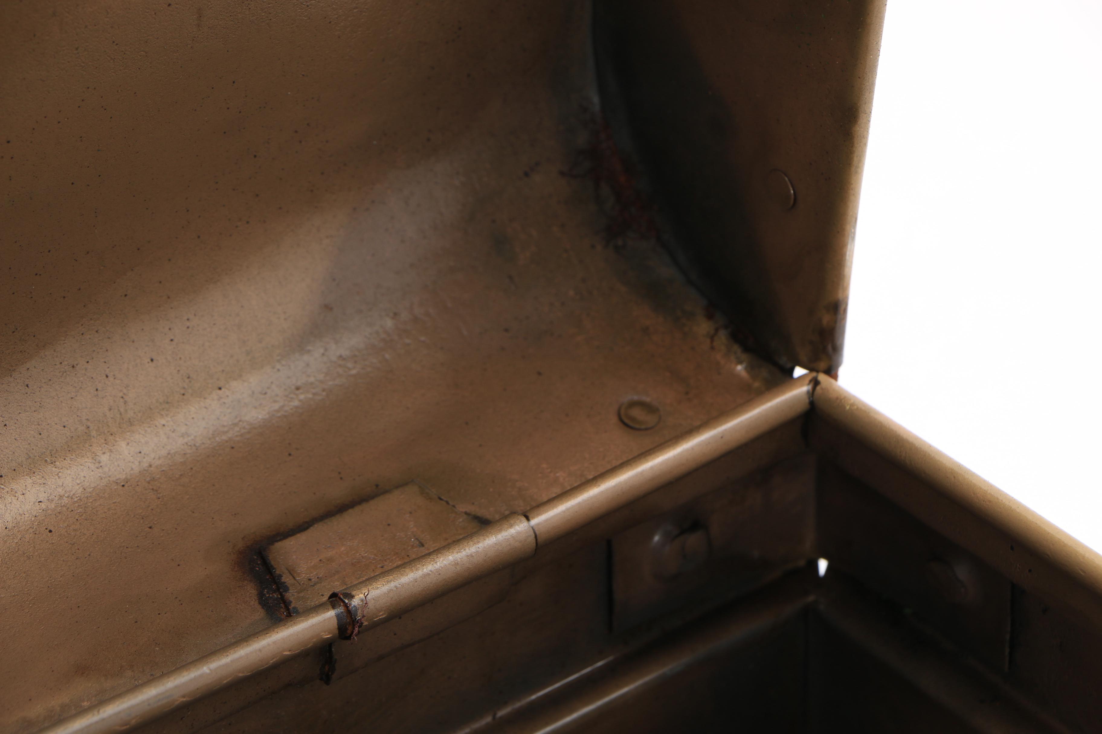 Vintage Painted Iron Trunk in Antique Brass Finish