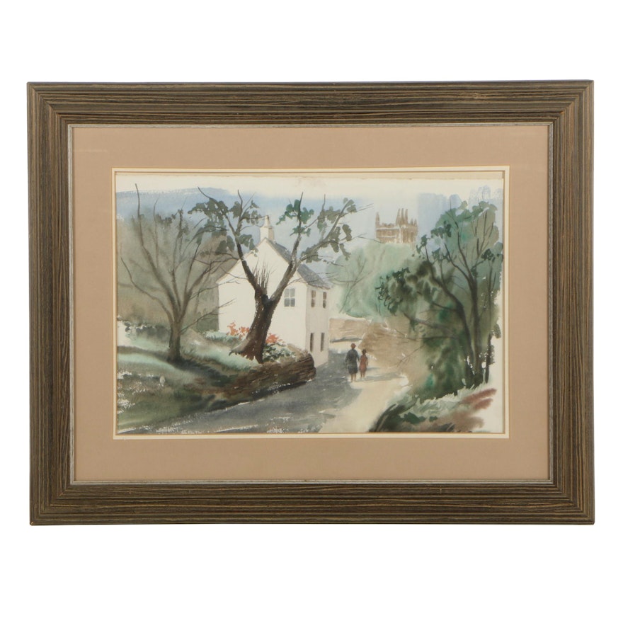 Late 20th Century Watercolor Painting