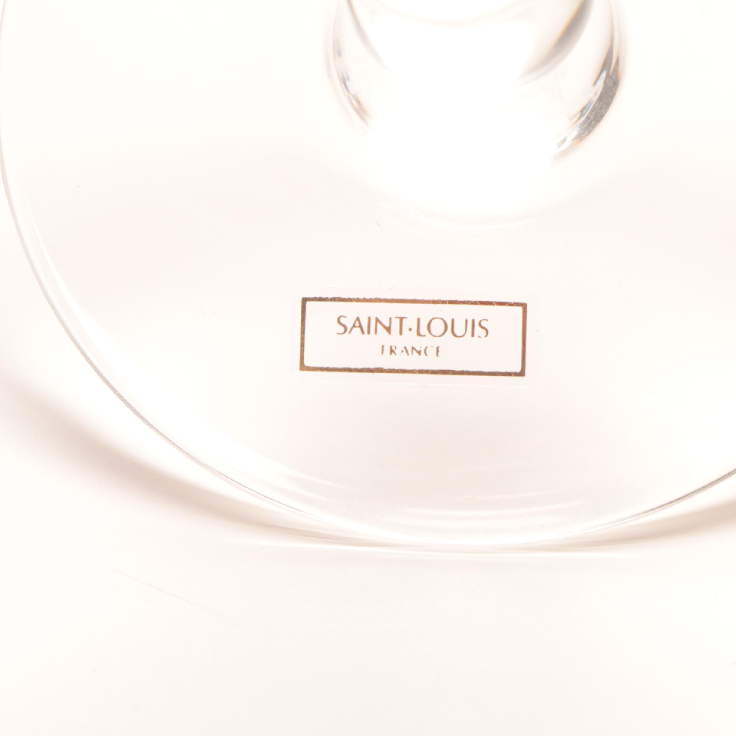 Saint Louis Crystal "Bubbles" Green and Red Hock Wine Glasses