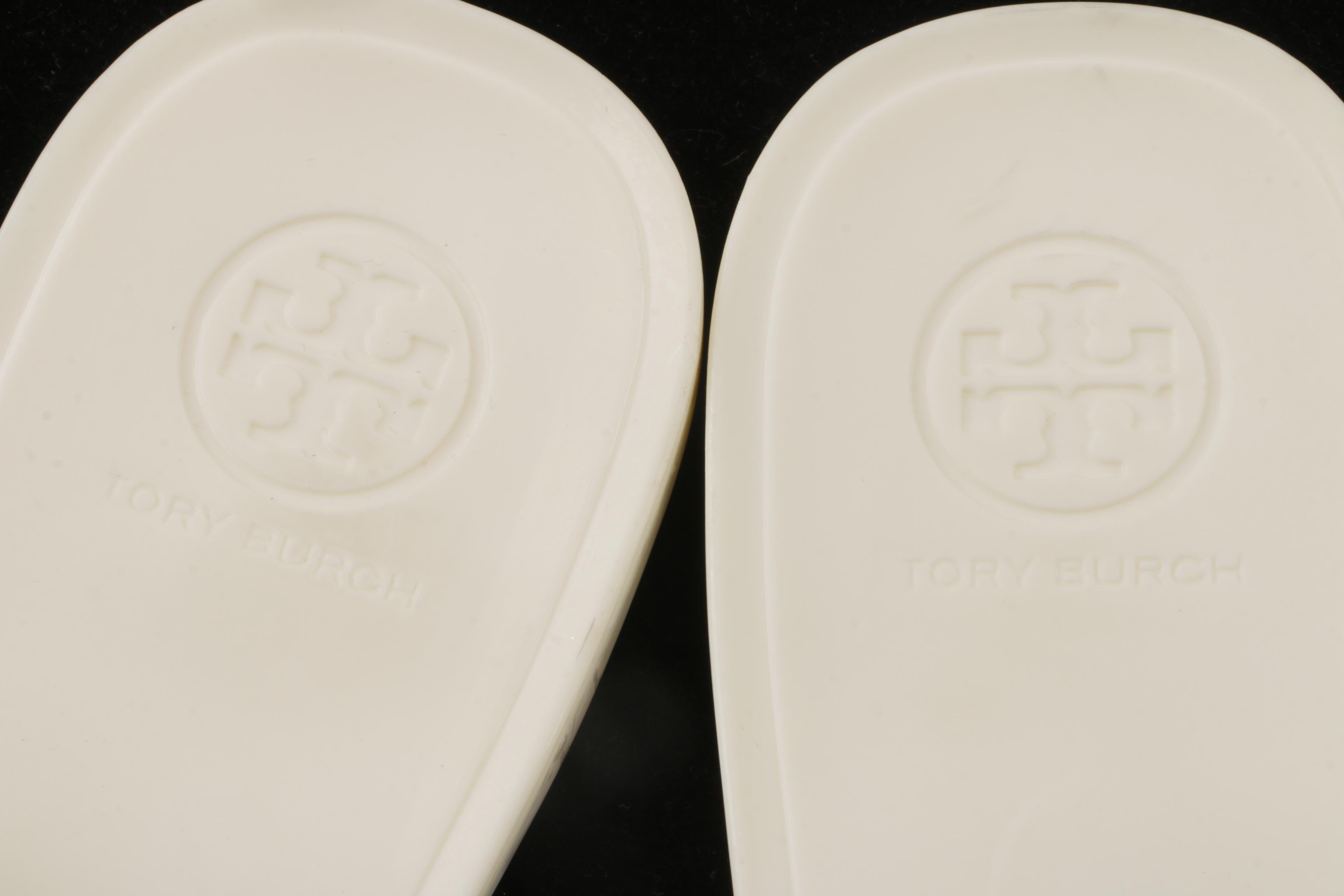 Women's Tory Burch Orange and White Jelly Flip-Flops