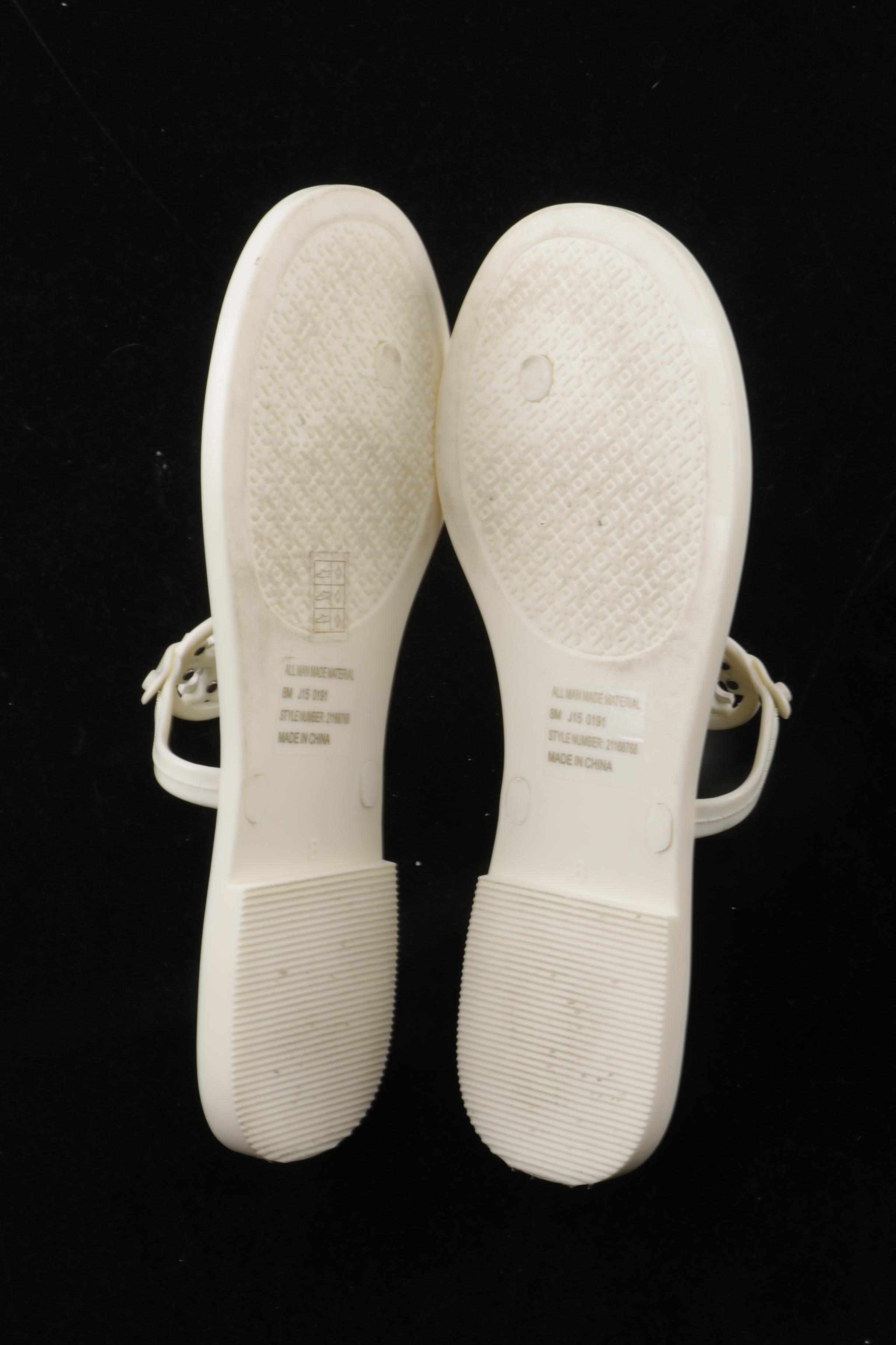 Women's Tory Burch Orange and White Jelly Flip-Flops