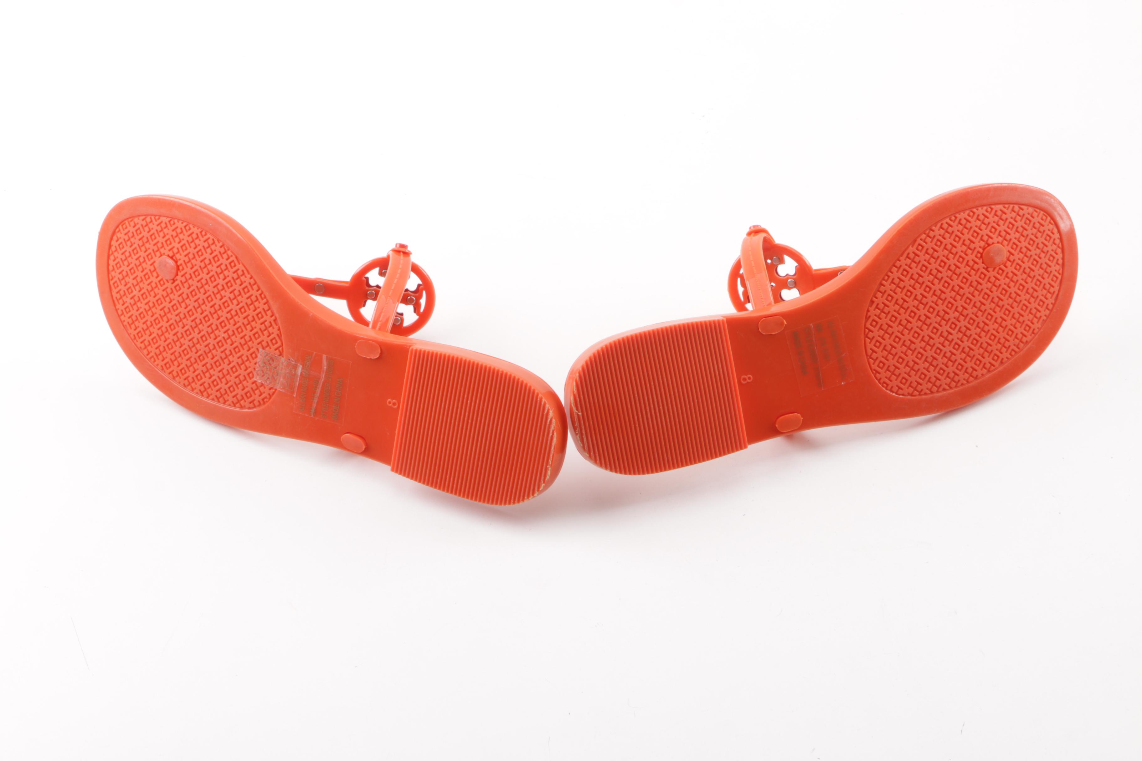 Women's Tory Burch Orange and White Jelly Flip-Flops
