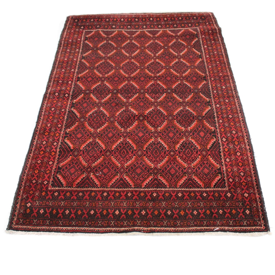 Hand-Knotted Persian Baluch Area Rug