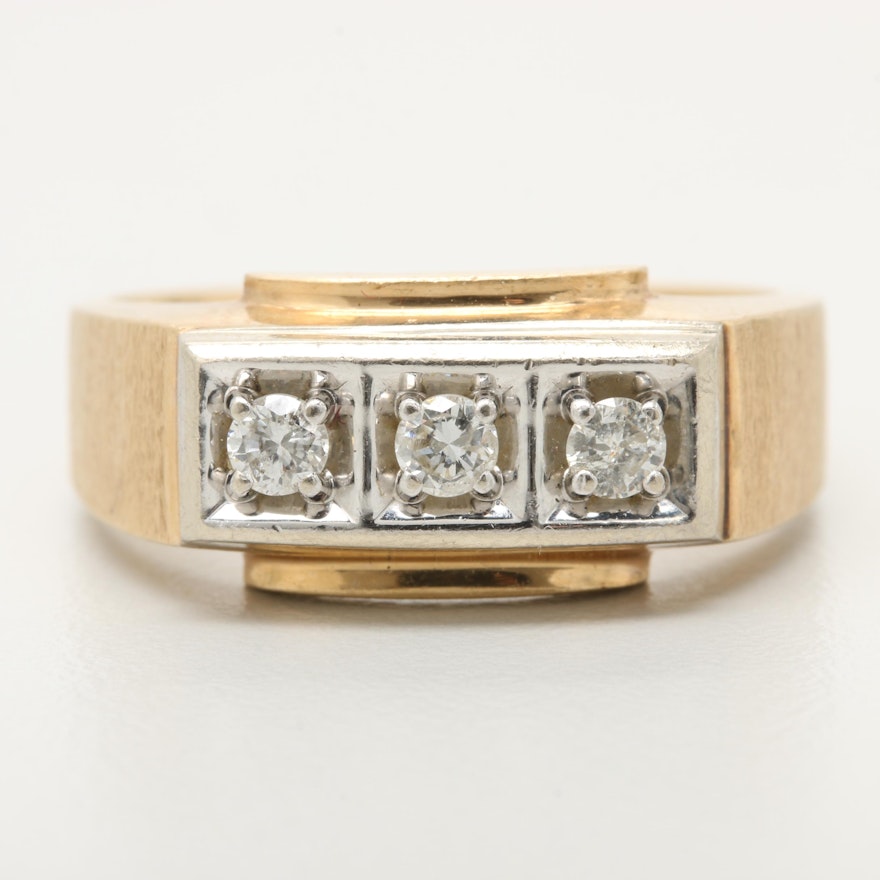 14K Yellow and White Gold Diamond Ring