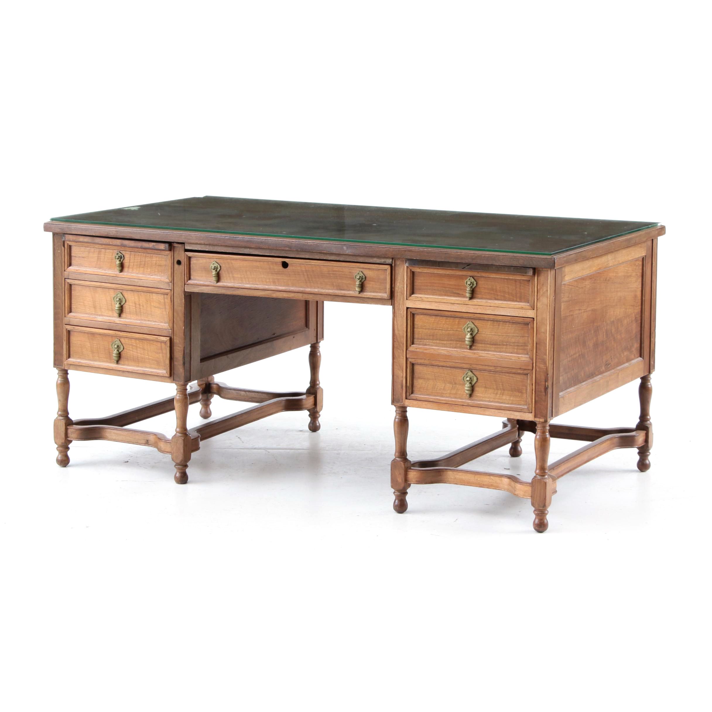 Vintage Walnut Kneehole Desk