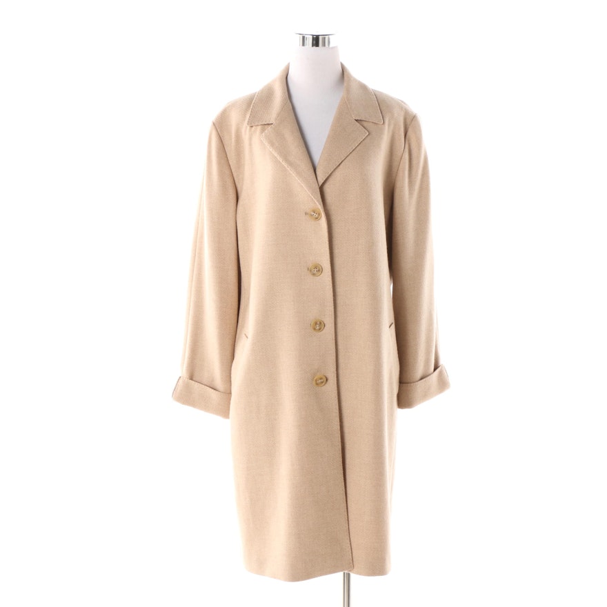 Women's Lafayette 148 New York Beige Wool and Cashmere Blend Coat