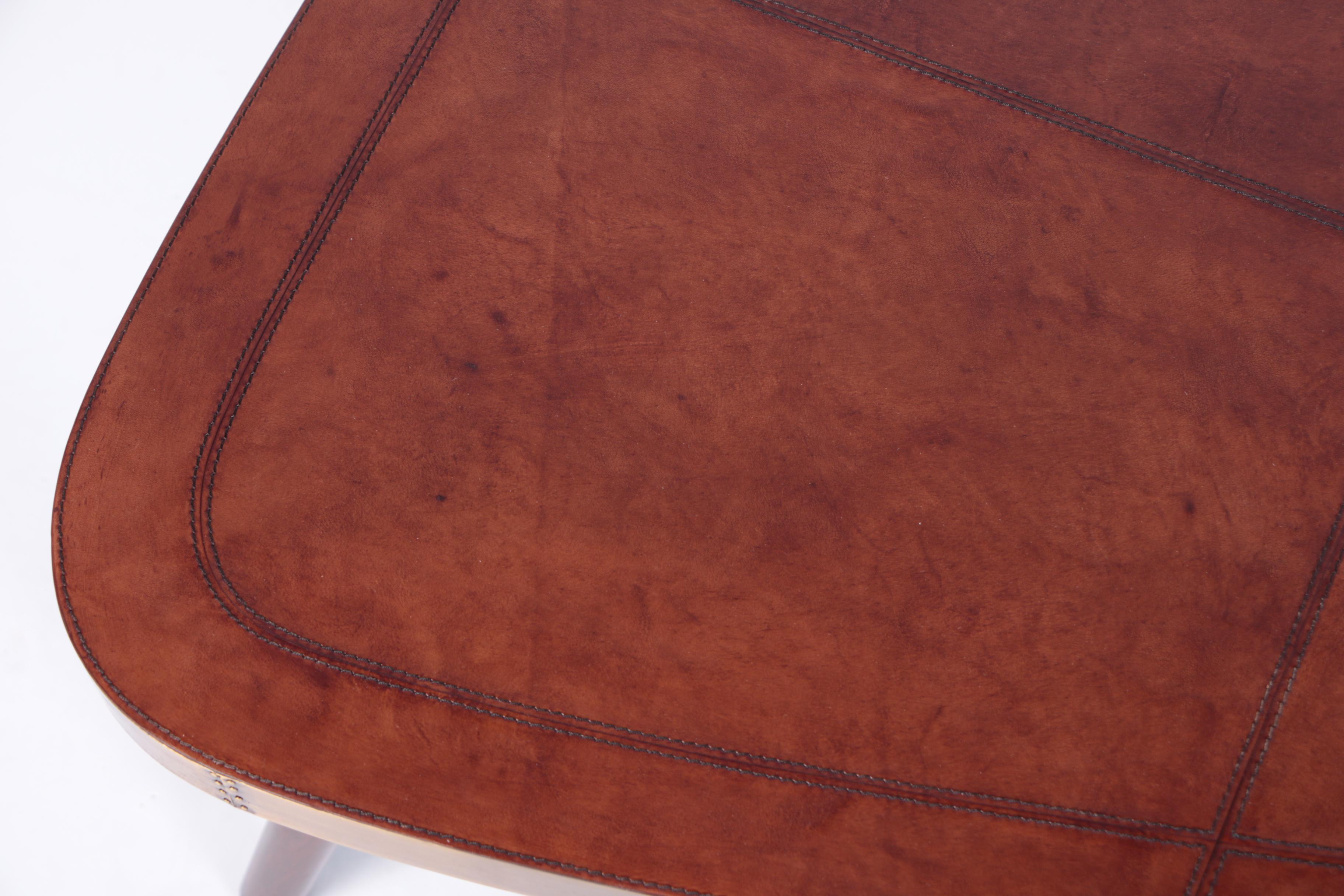 Mid Century Modern Style "Cavalier" Guitar Pick Leather Top Nesting Tables