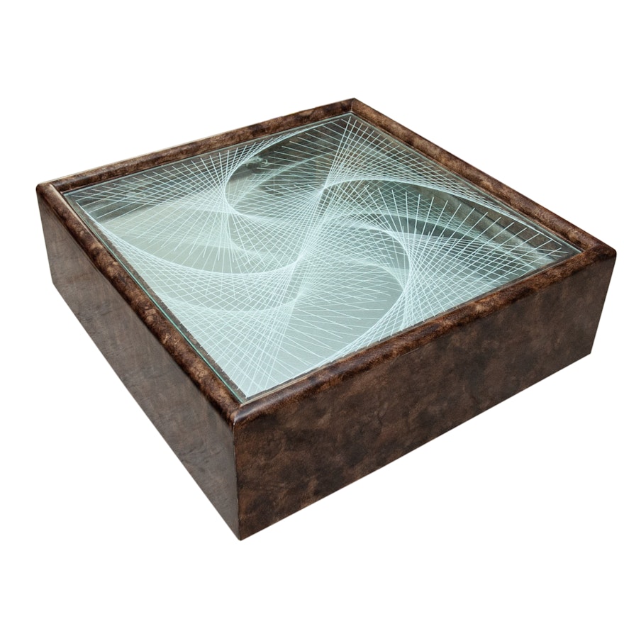 Mid-Century Modern Geometric Designed Mirrored Glass Coffee Table
