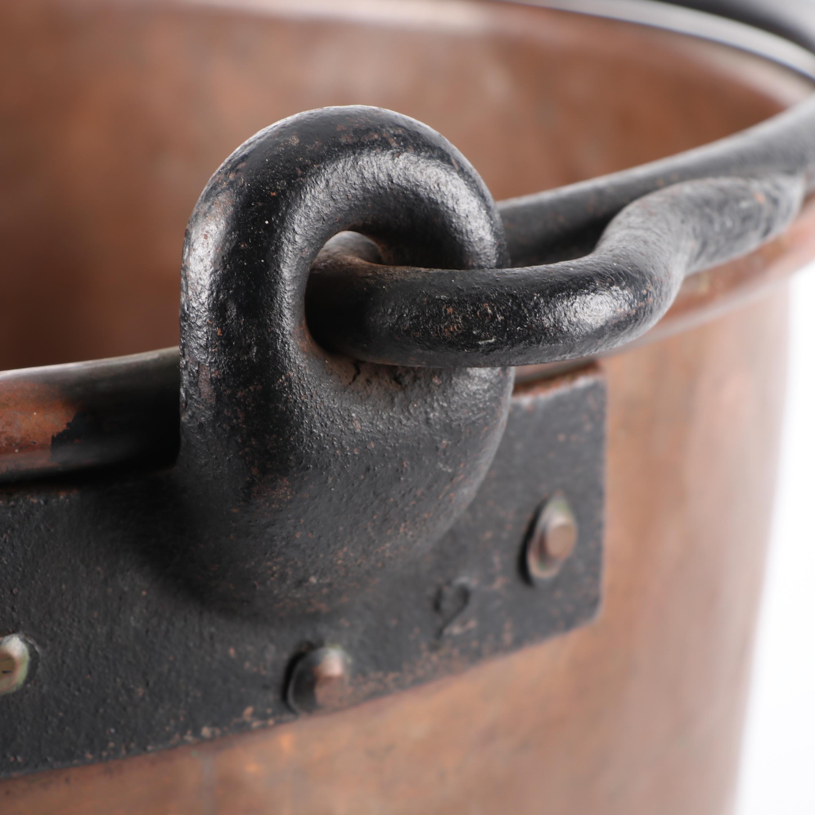 Antique Copper And Cast Iron Apple Butter Kettle