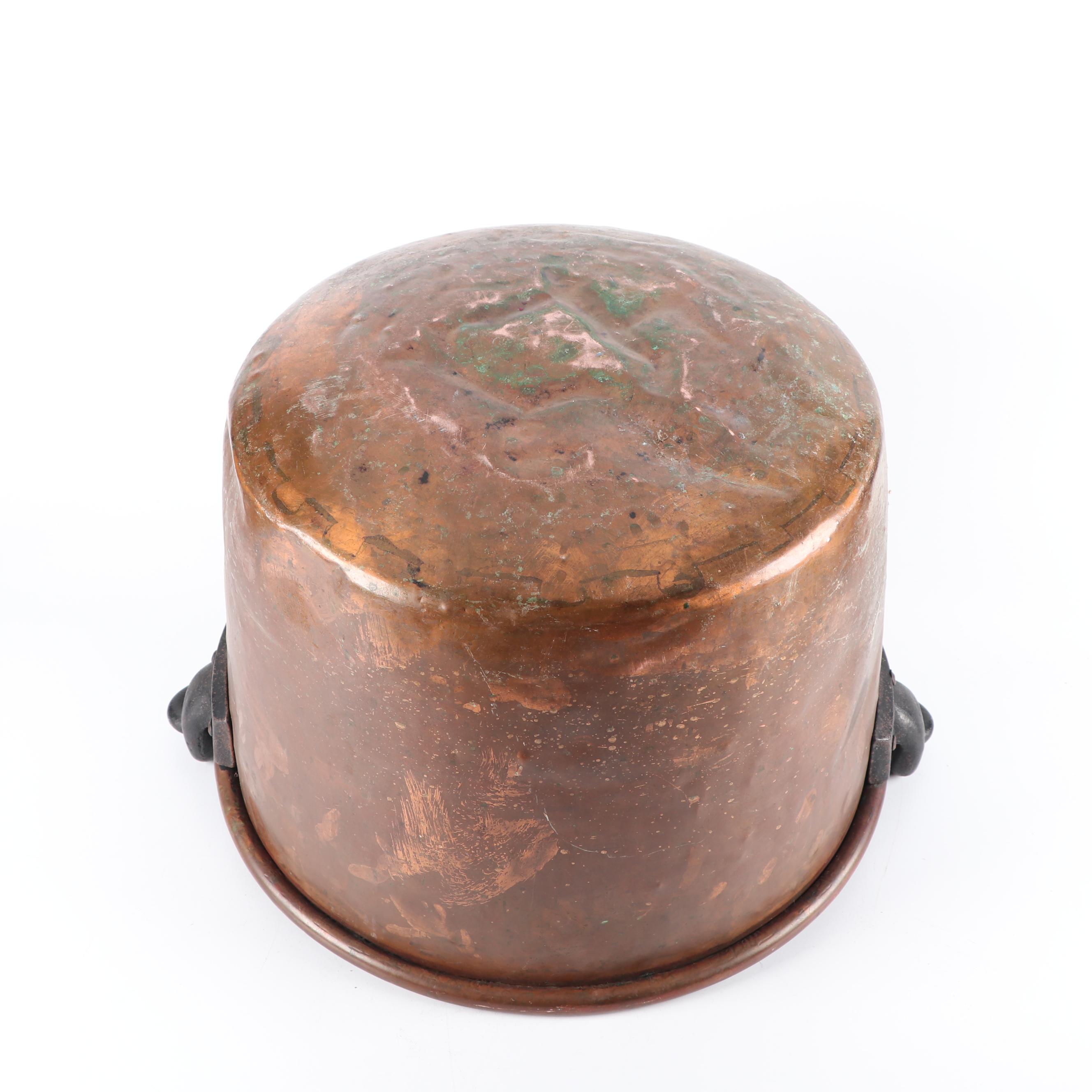 Antique Copper And Cast Iron Apple Butter Kettle