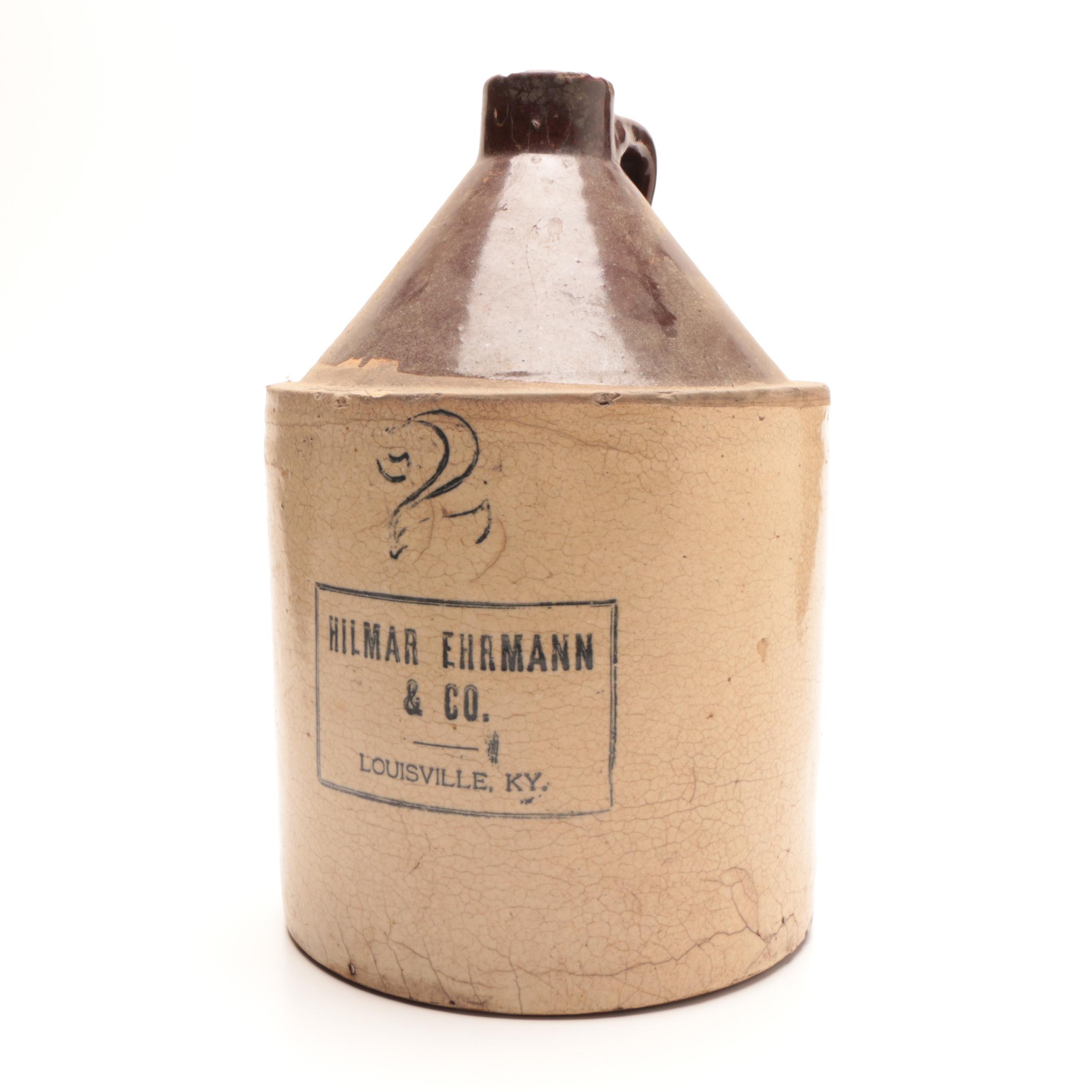 Antique Hilmar Ehrmann & Co. Louisville, Kentucky Stoneware Jug