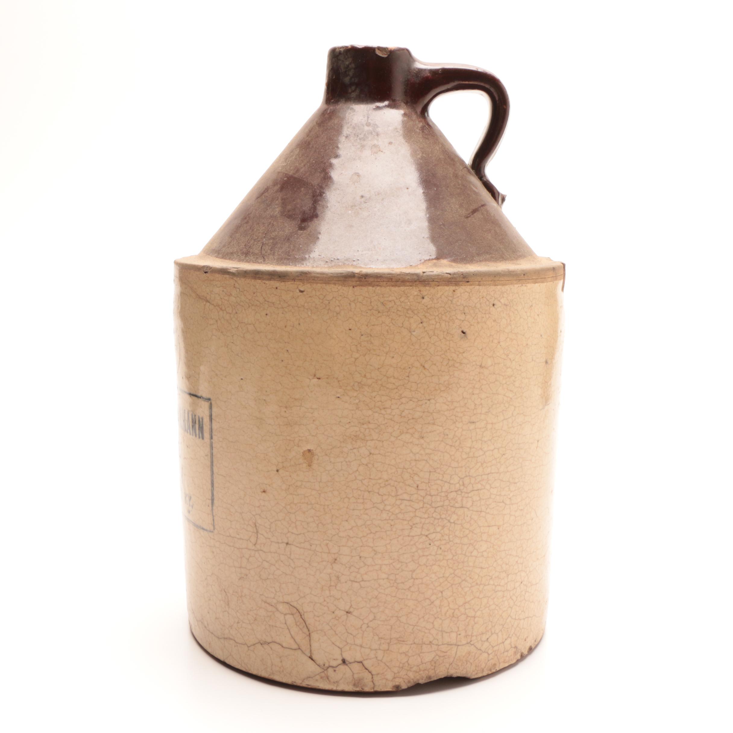 Antique Hilmar Ehrmann & Co. Louisville, Kentucky Stoneware Jug