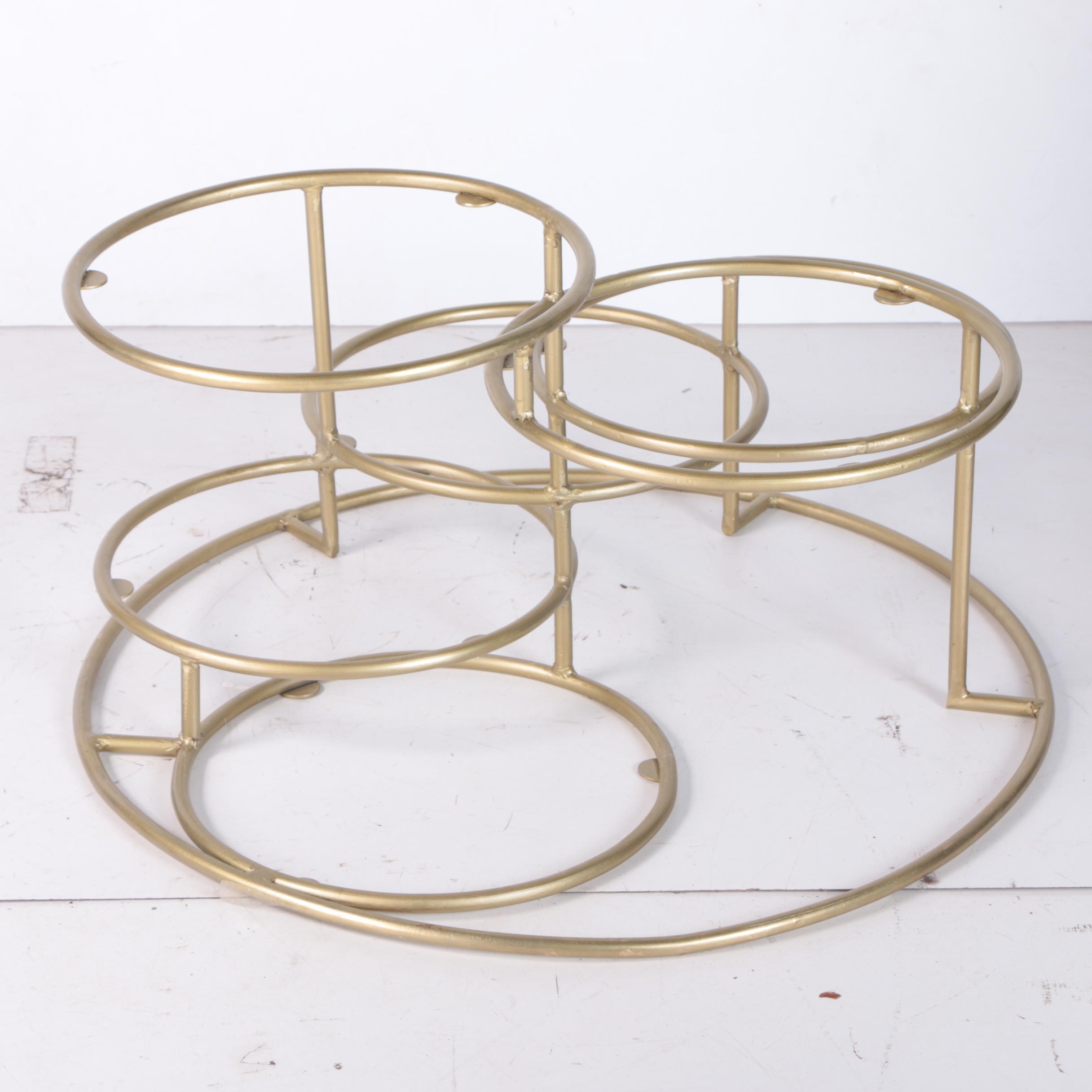 "Step Up" Marble and Brass Tiered Circle Cocktail Table