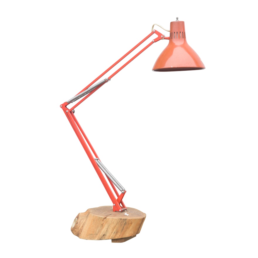 Metal Desk Lamp on Natural Wood Base