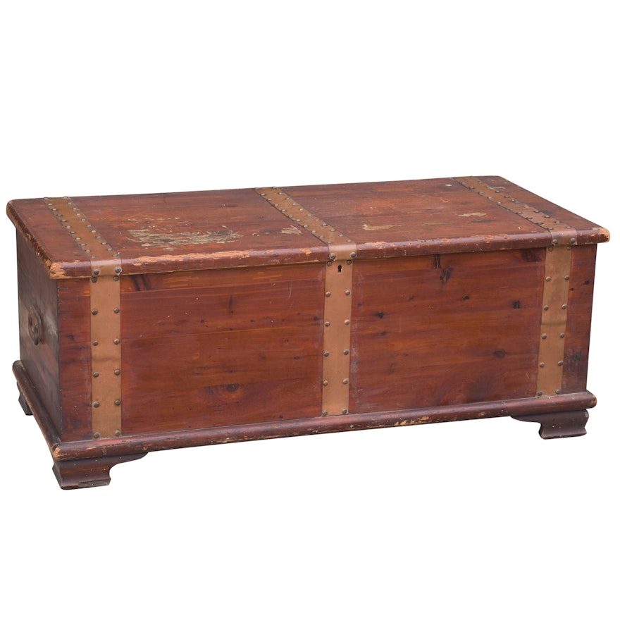 Cedar Blanket Chest with Metal Banding by Memphis Furniture Co.