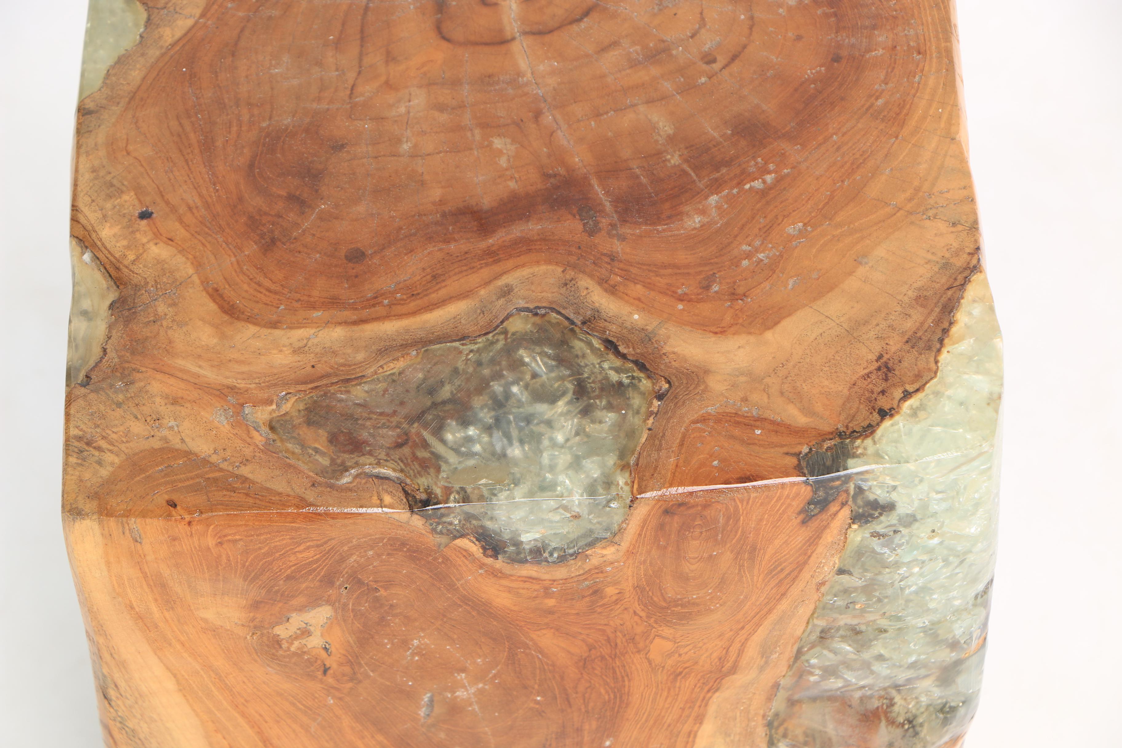 "Illusions" Mango Wood Stool Square