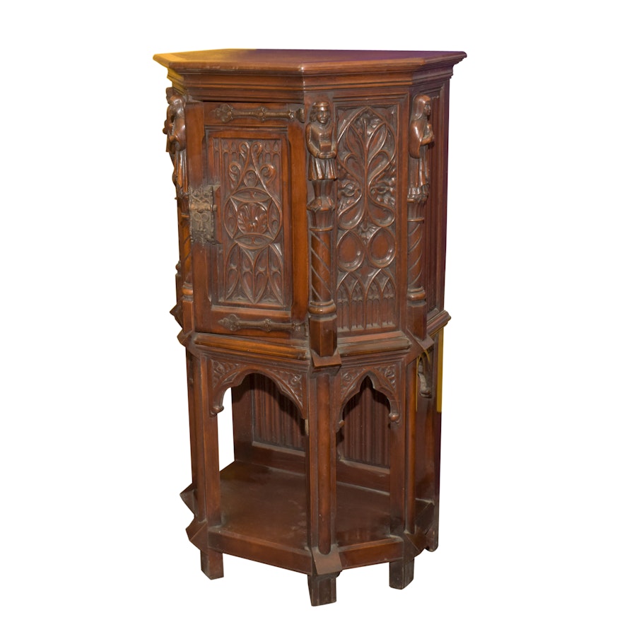 Vintage Renaissance Revival Style Carved Wood Cabinet