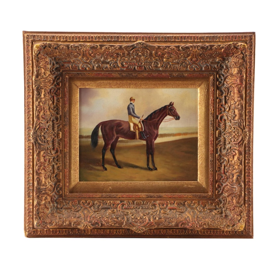 Mid to Late 20th-Century Equine Portrait Oil Painting
