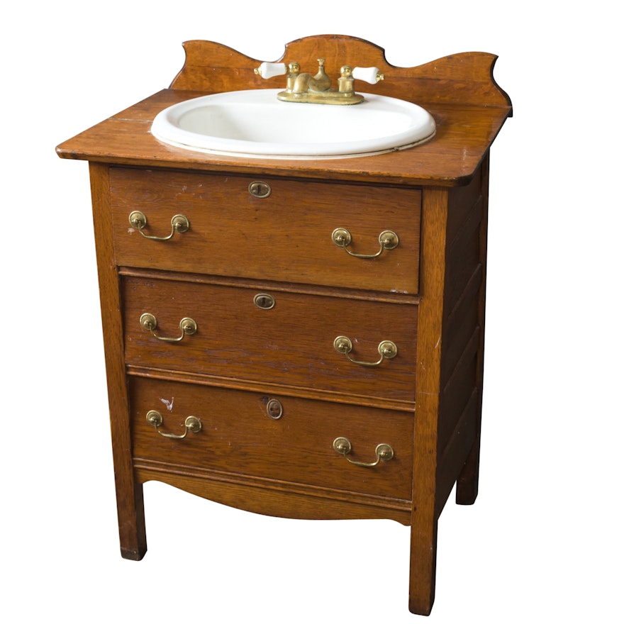 Antique Oak Washstand with Sink