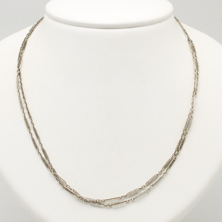 Art Deco 18K White Gold Necklace