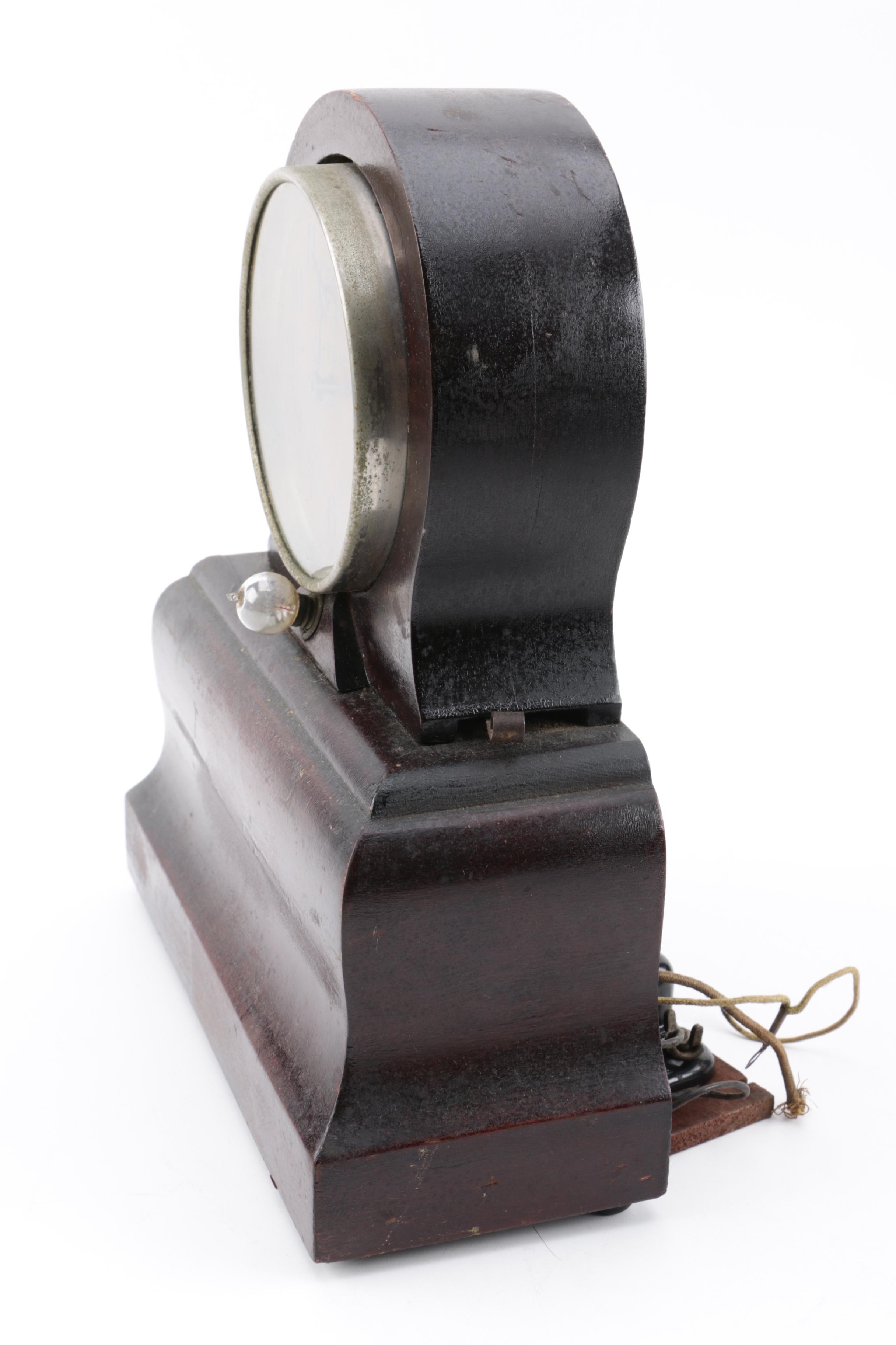 Vintage F. W. Jansen "TimeLite" Mantel Clock and Gold Metallic Alarm Clock