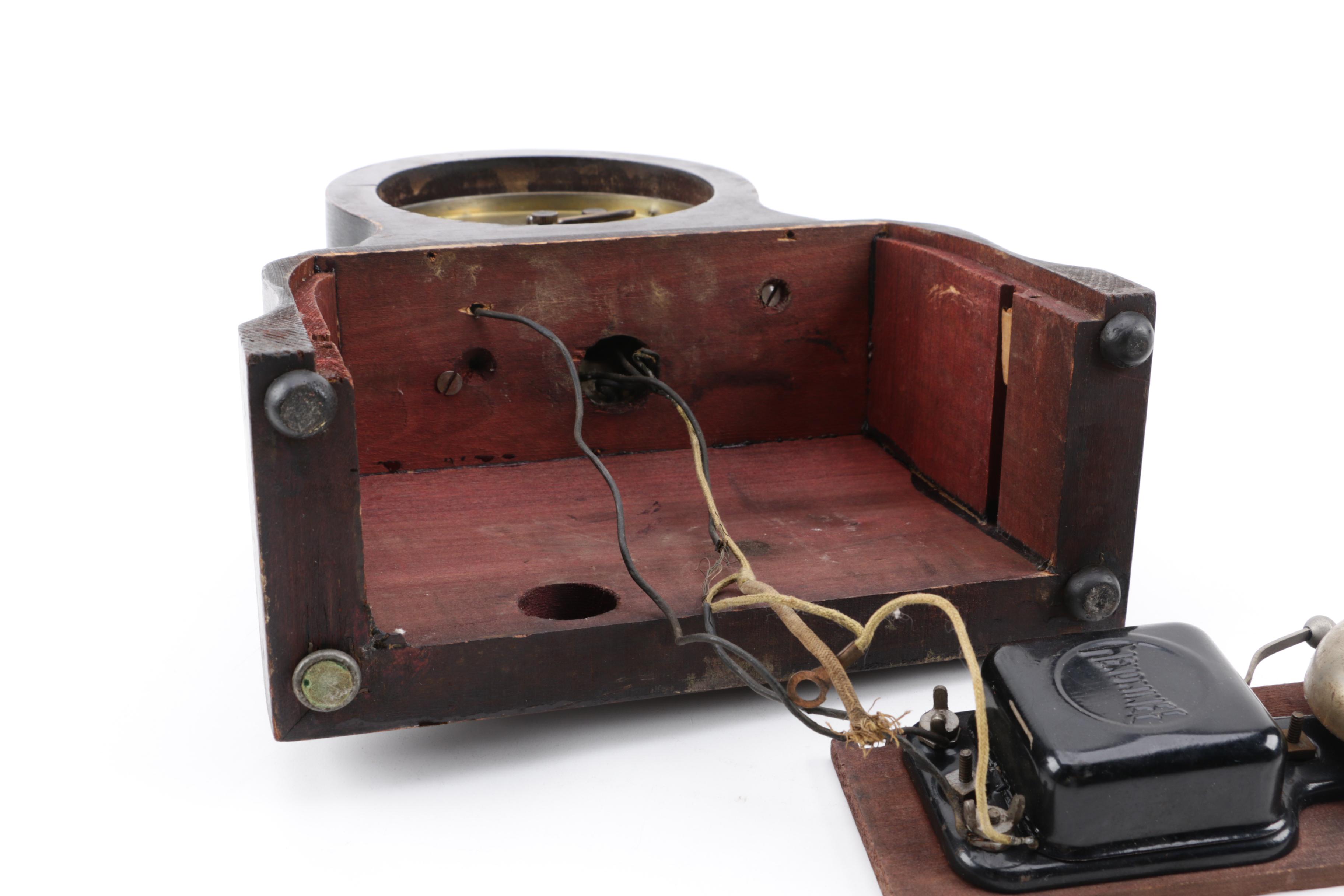 Vintage F. W. Jansen "TimeLite" Mantel Clock and Gold Metallic Alarm Clock