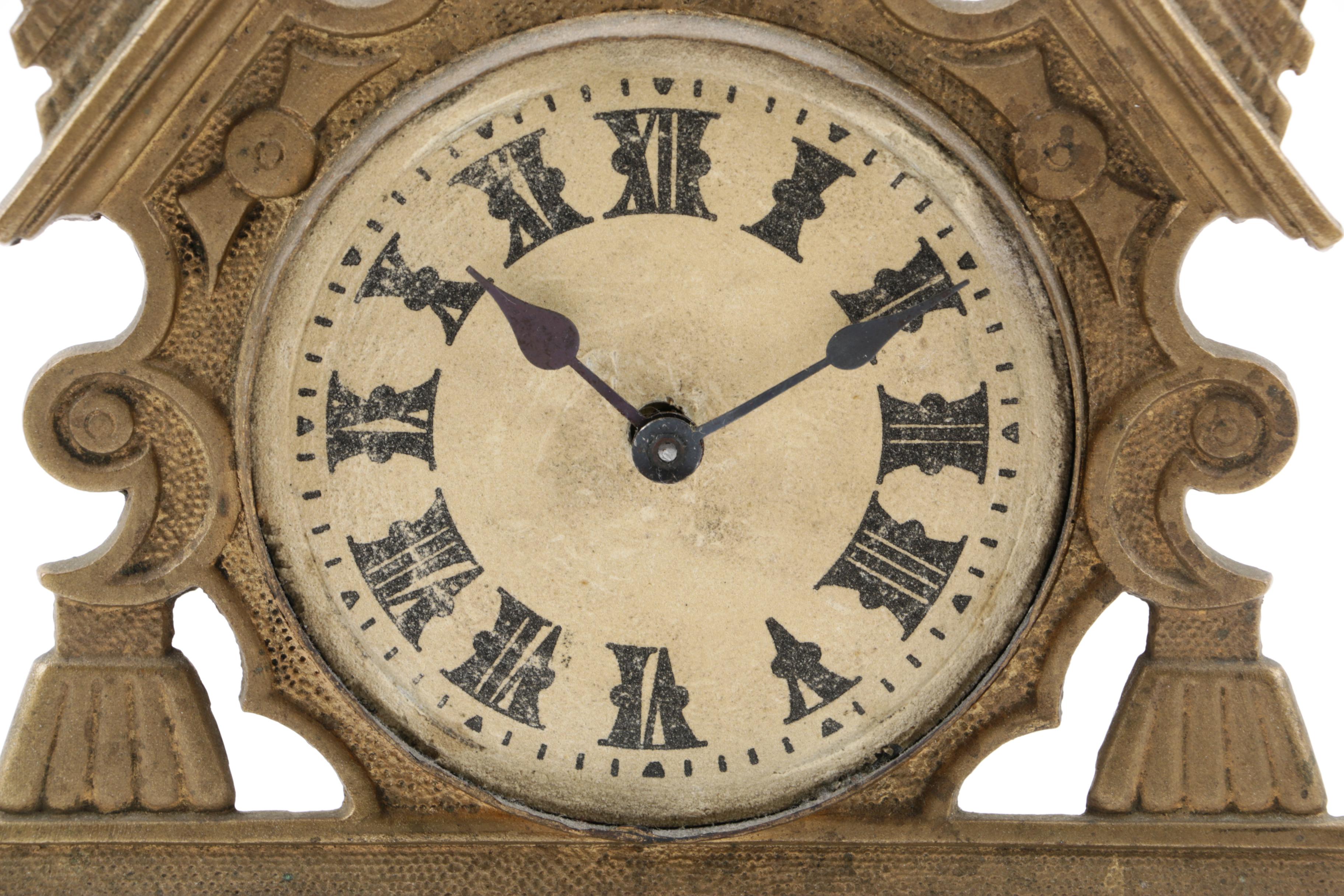 Vintage F. W. Jansen "TimeLite" Mantel Clock and Gold Metallic Alarm Clock