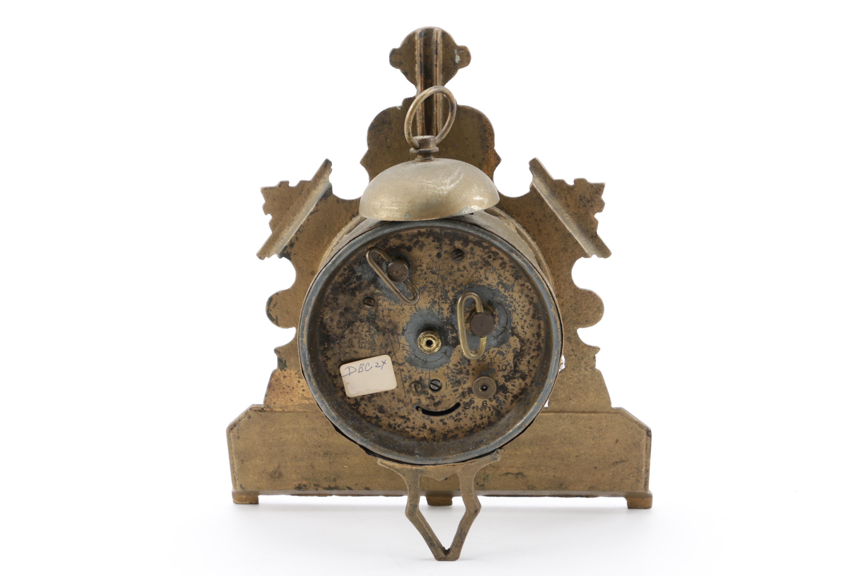 Vintage F. W. Jansen "TimeLite" Mantel Clock and Gold Metallic Alarm Clock