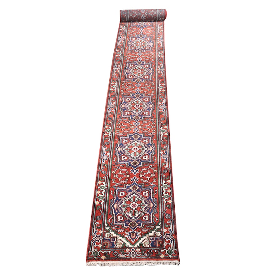 Hand-Knotted Indo-Persian Bakhshayesh Heriz Carpet Runner