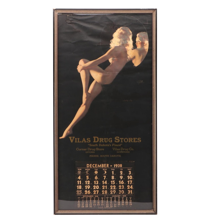 Vilas Drug Stores Earl Moran Pin-Up Calendar for December 1938