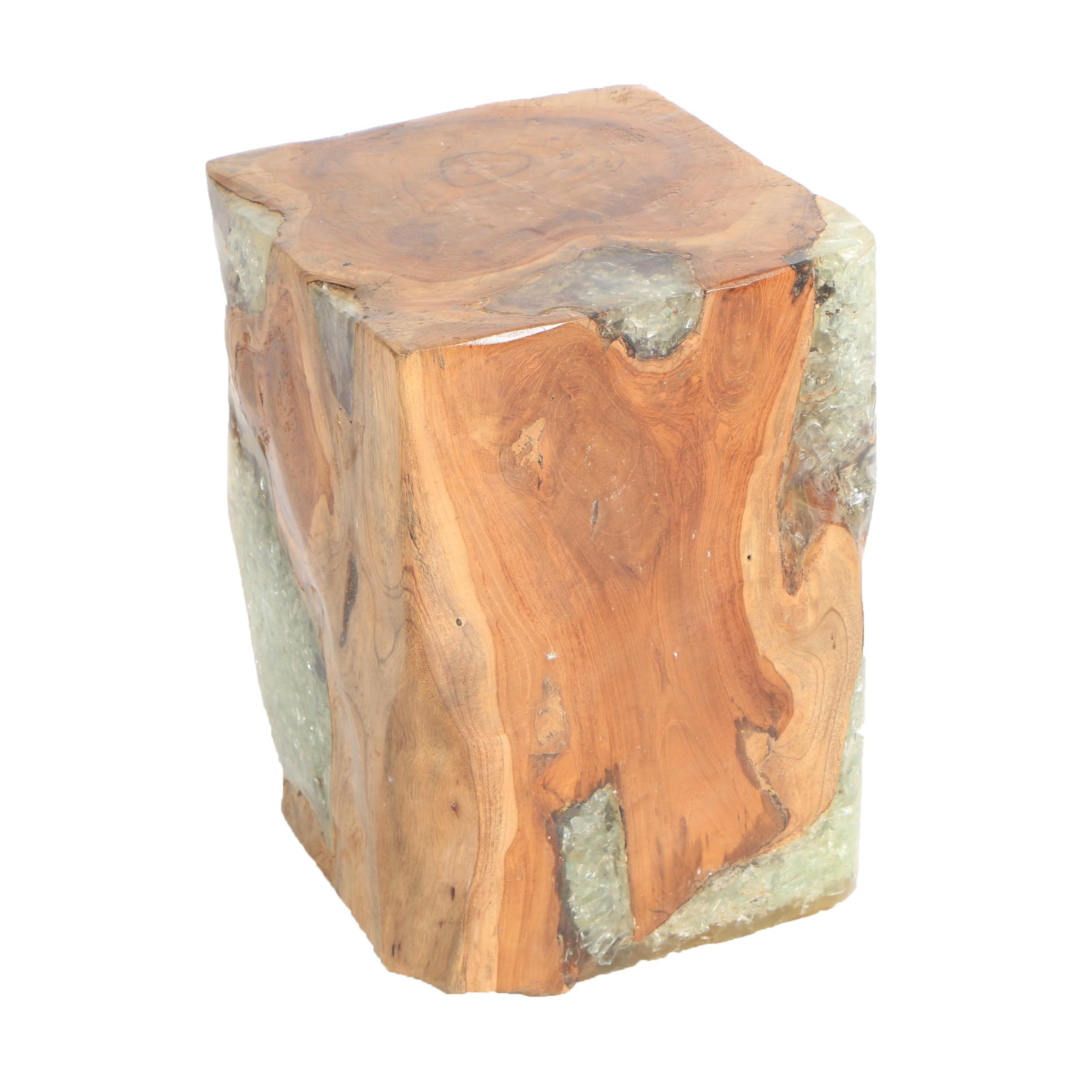 "Illusions" Mango Wood Stool Square