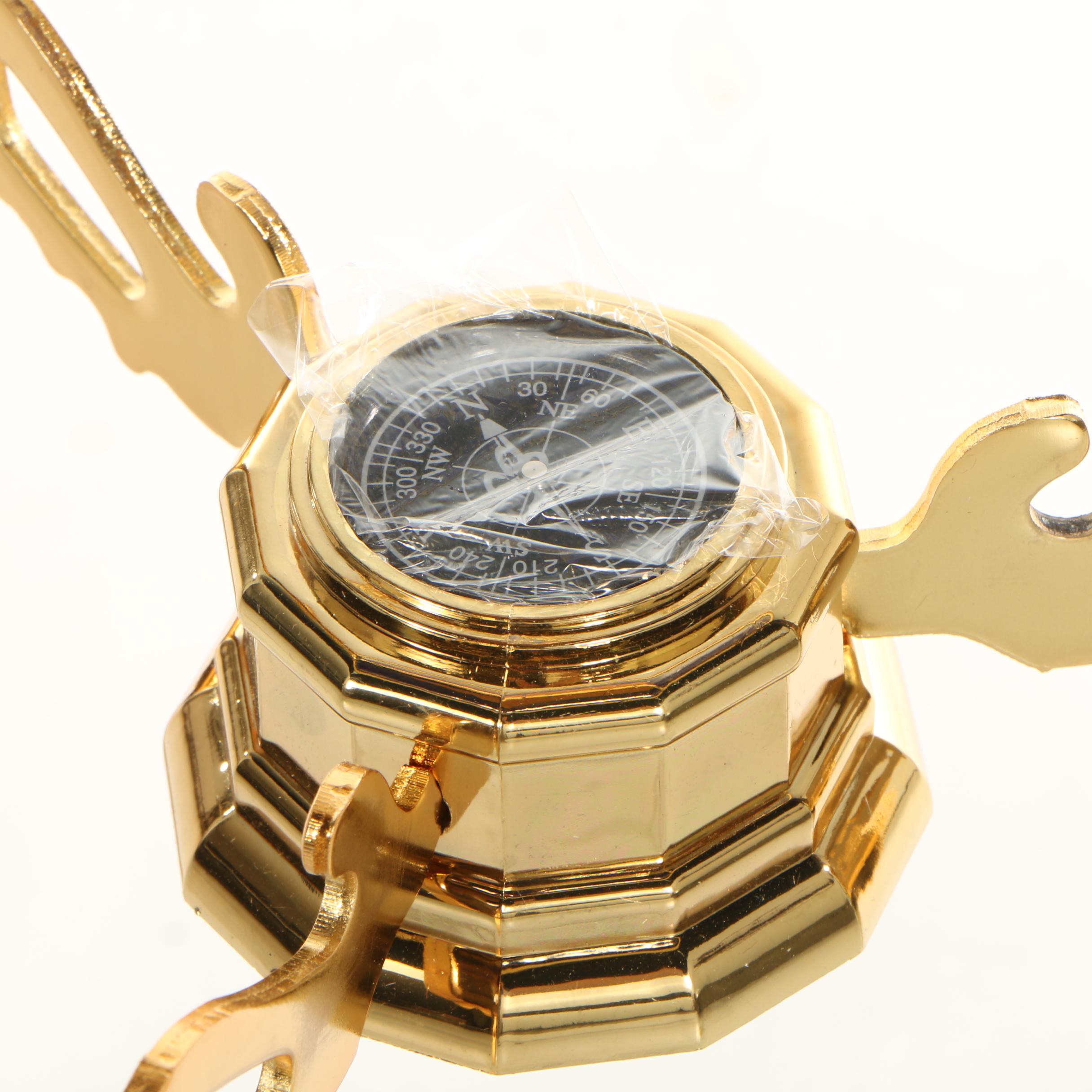 Standing Floor Globe with Stone Inlay and Brass Stand