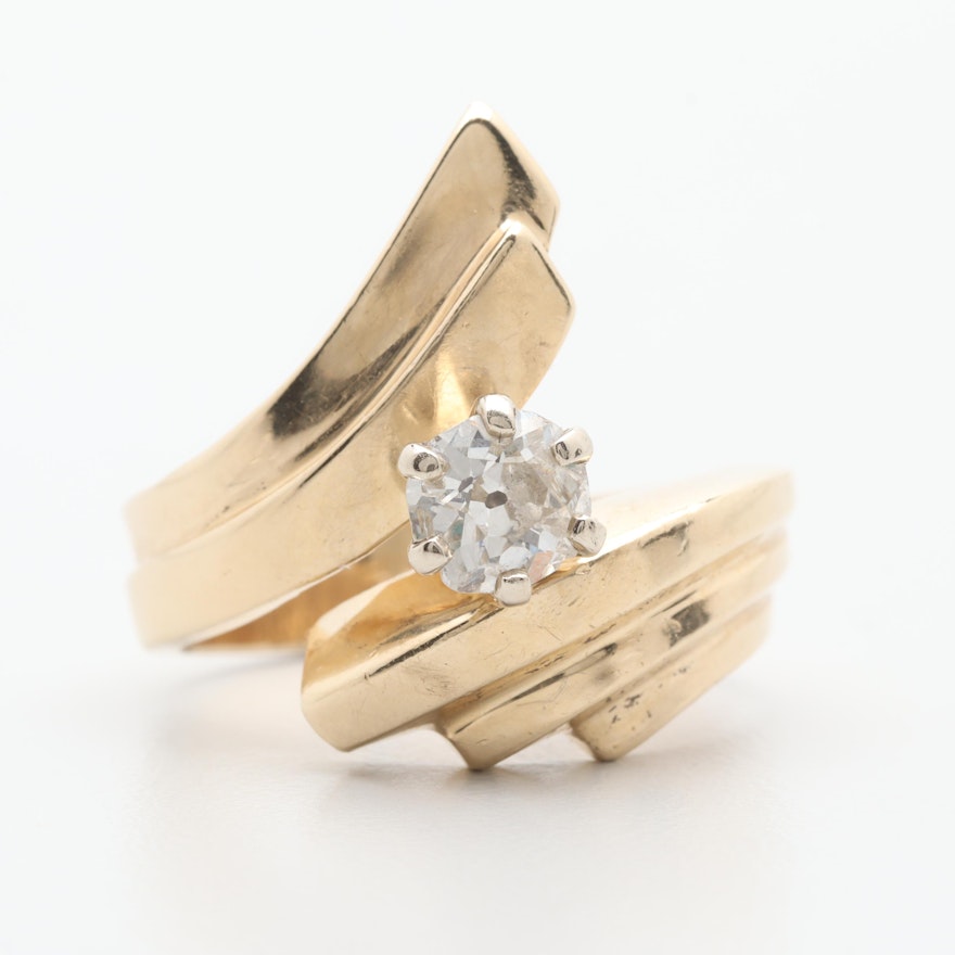 14K Yellow Gold Diamond Bypass Ring