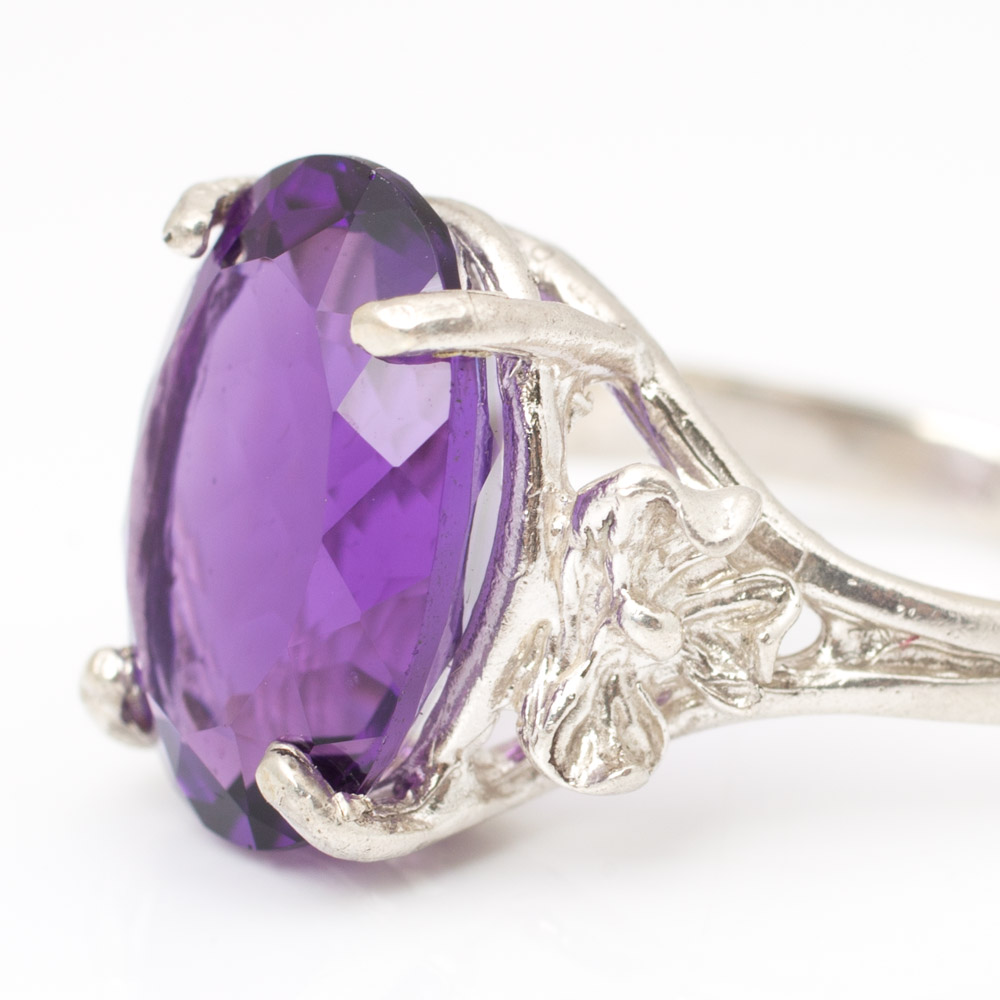 Sterling Silver 5.26 CT Amethyst Ring