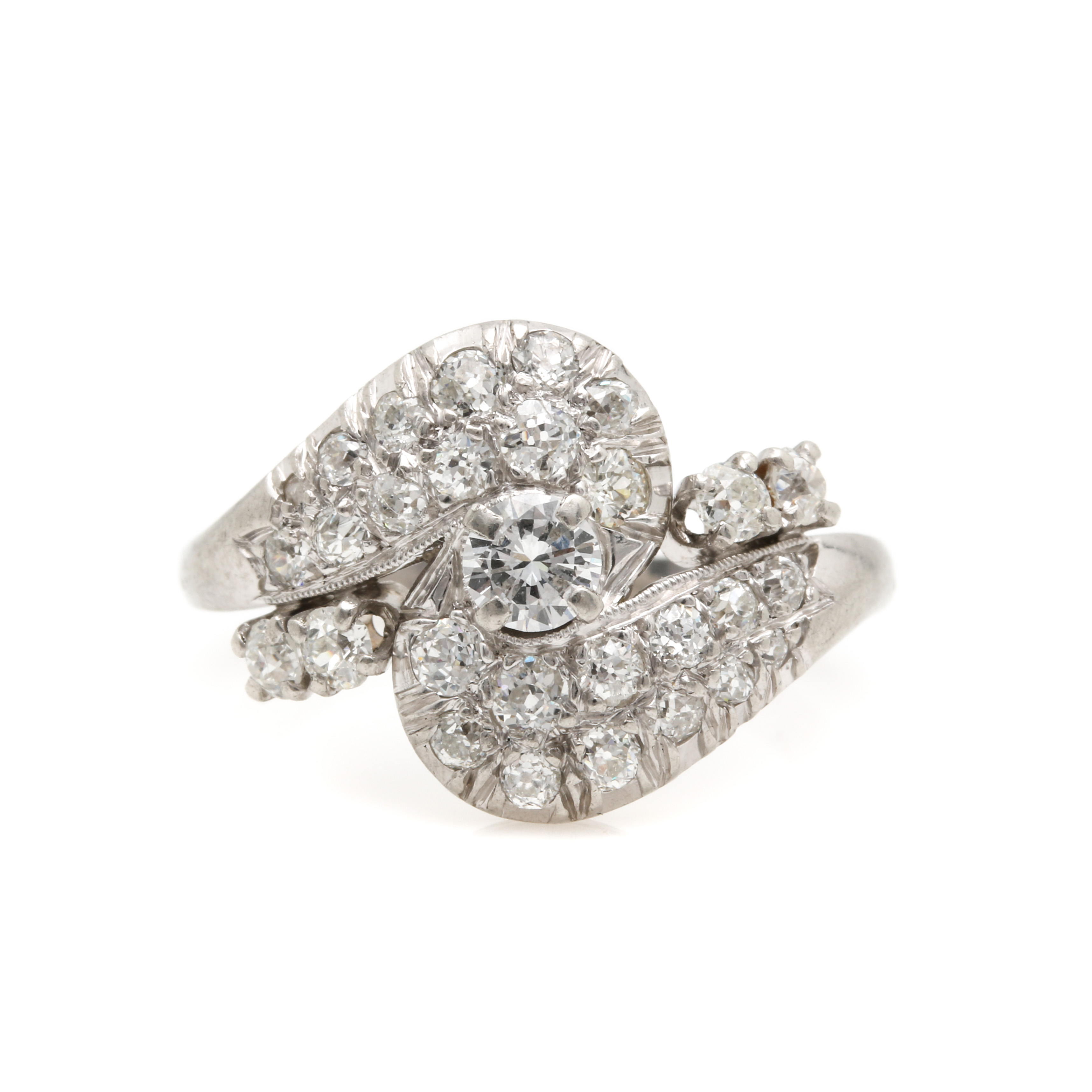 Platinum 1.45 CTW Diamond Bypass Ring