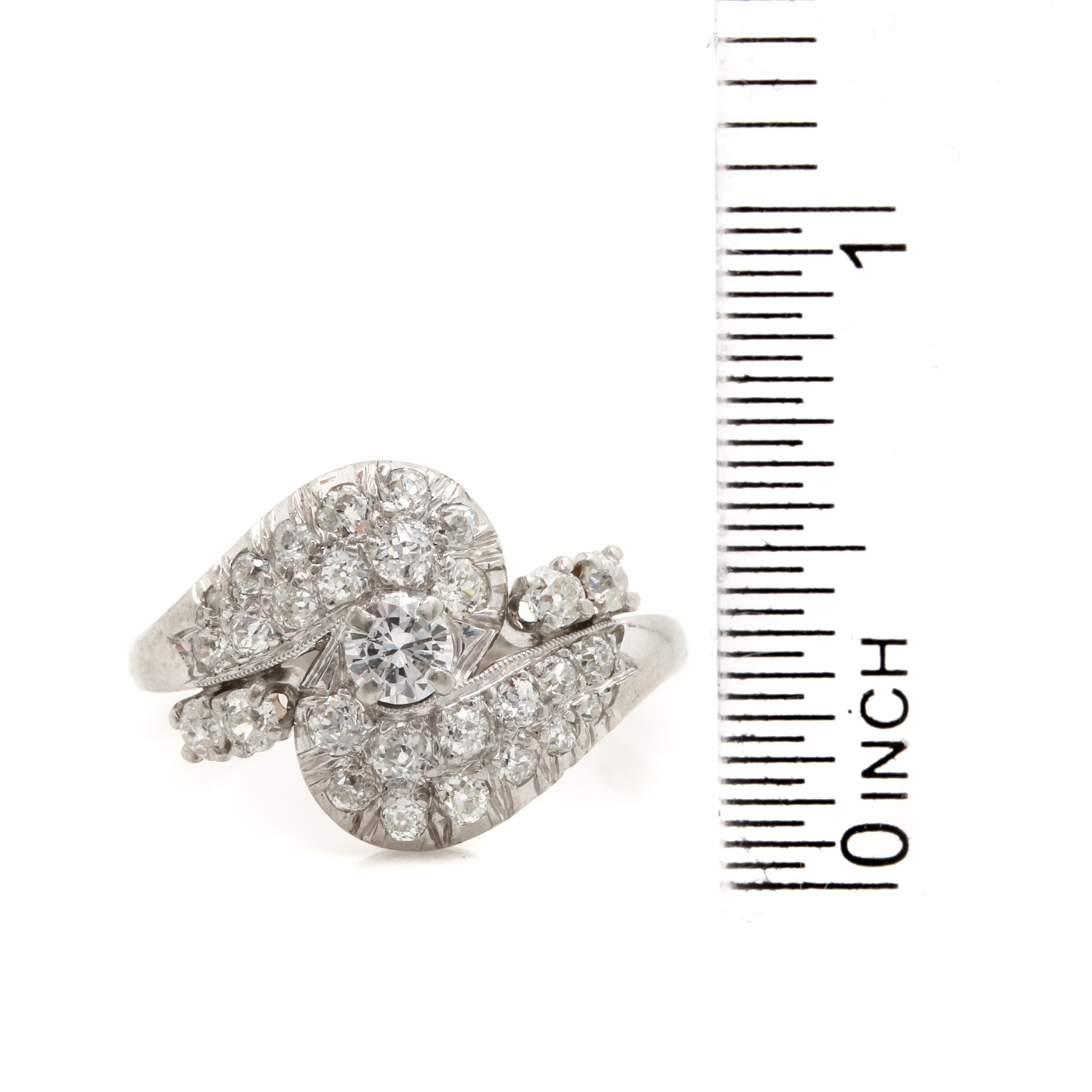 Platinum 1.45 CTW Diamond Bypass Ring