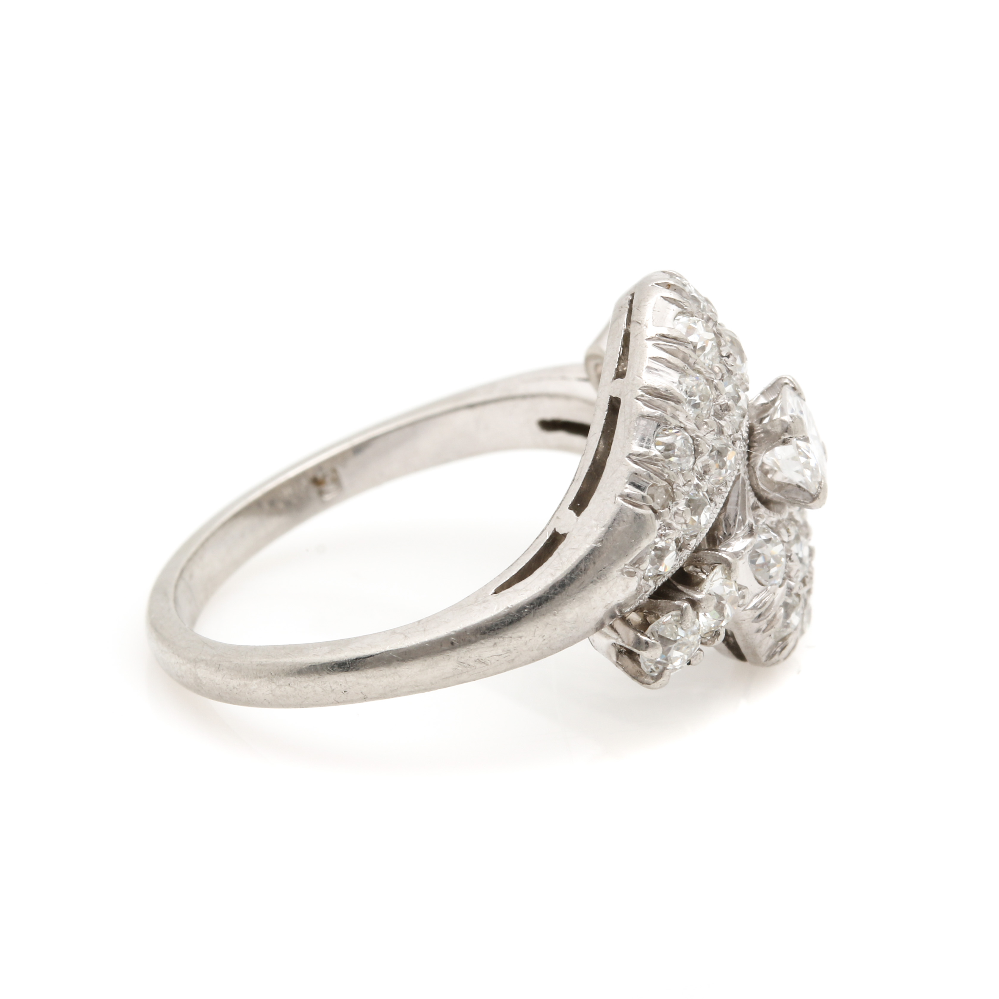 Platinum 1.45 CTW Diamond Bypass Ring