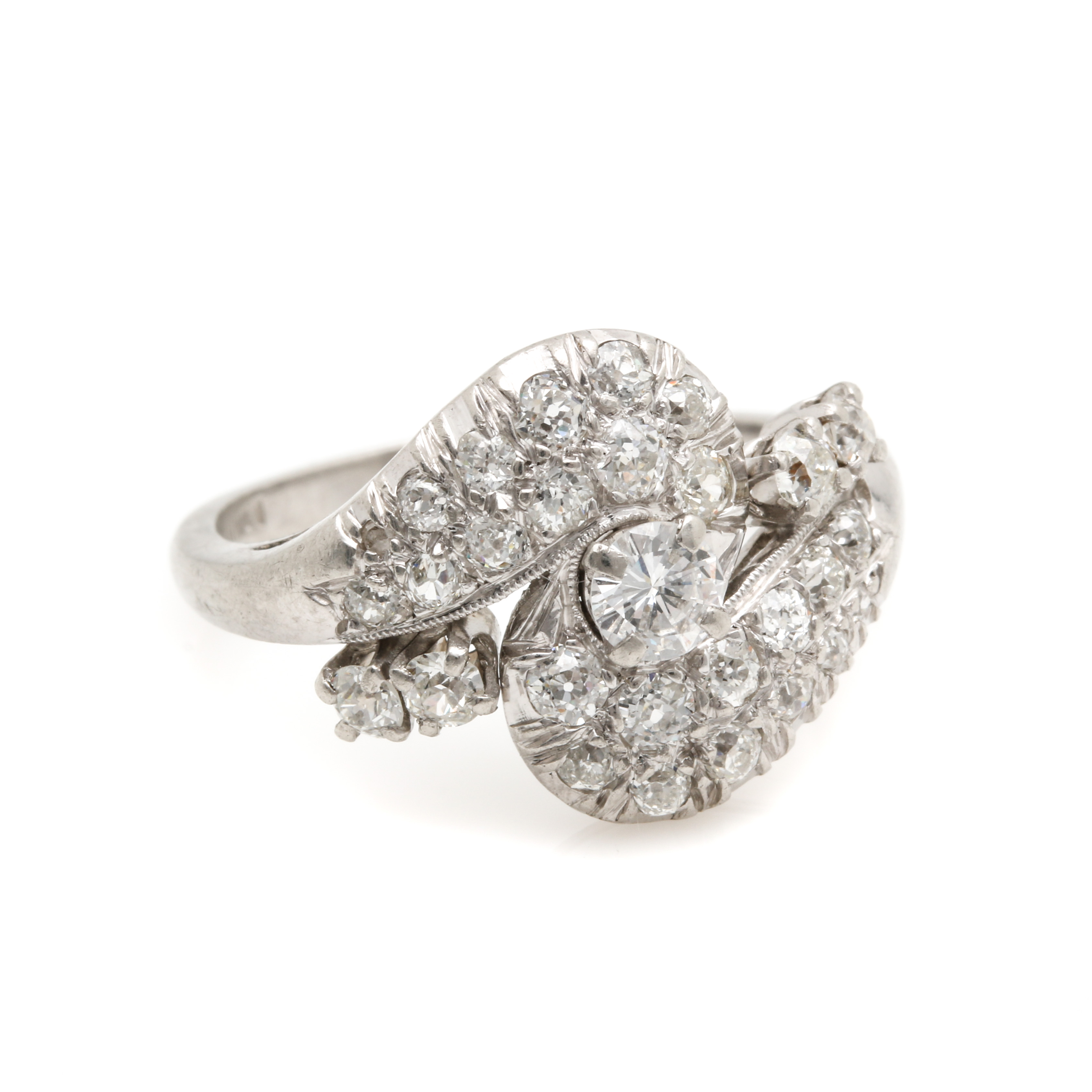 Platinum 1.45 CTW Diamond Bypass Ring