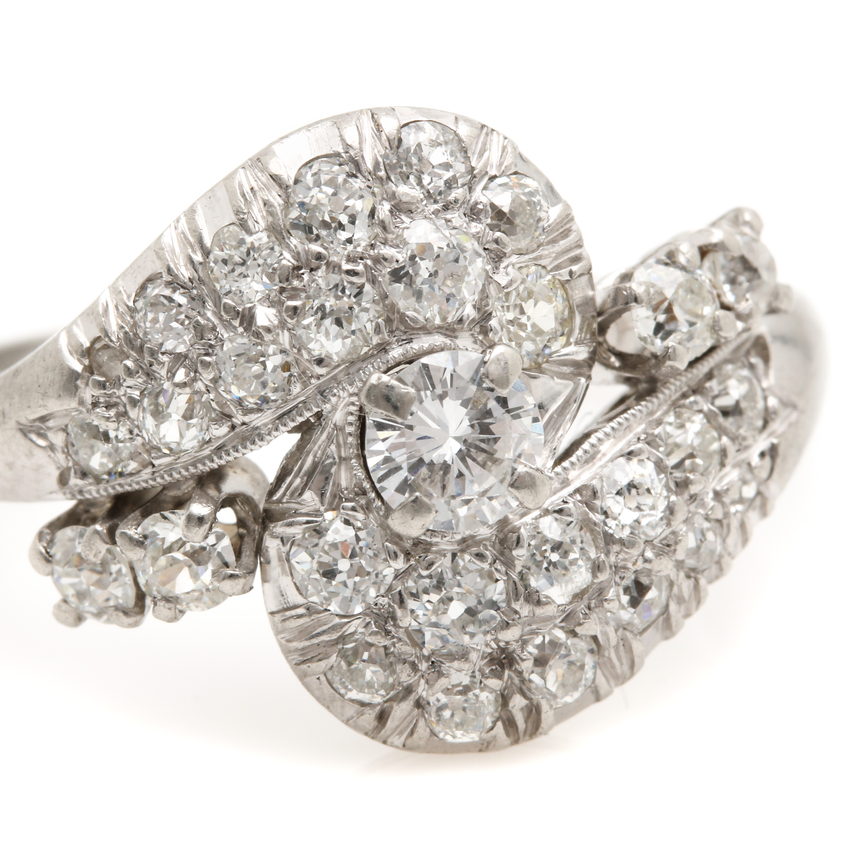 Platinum 1.45 CTW Diamond Bypass Ring