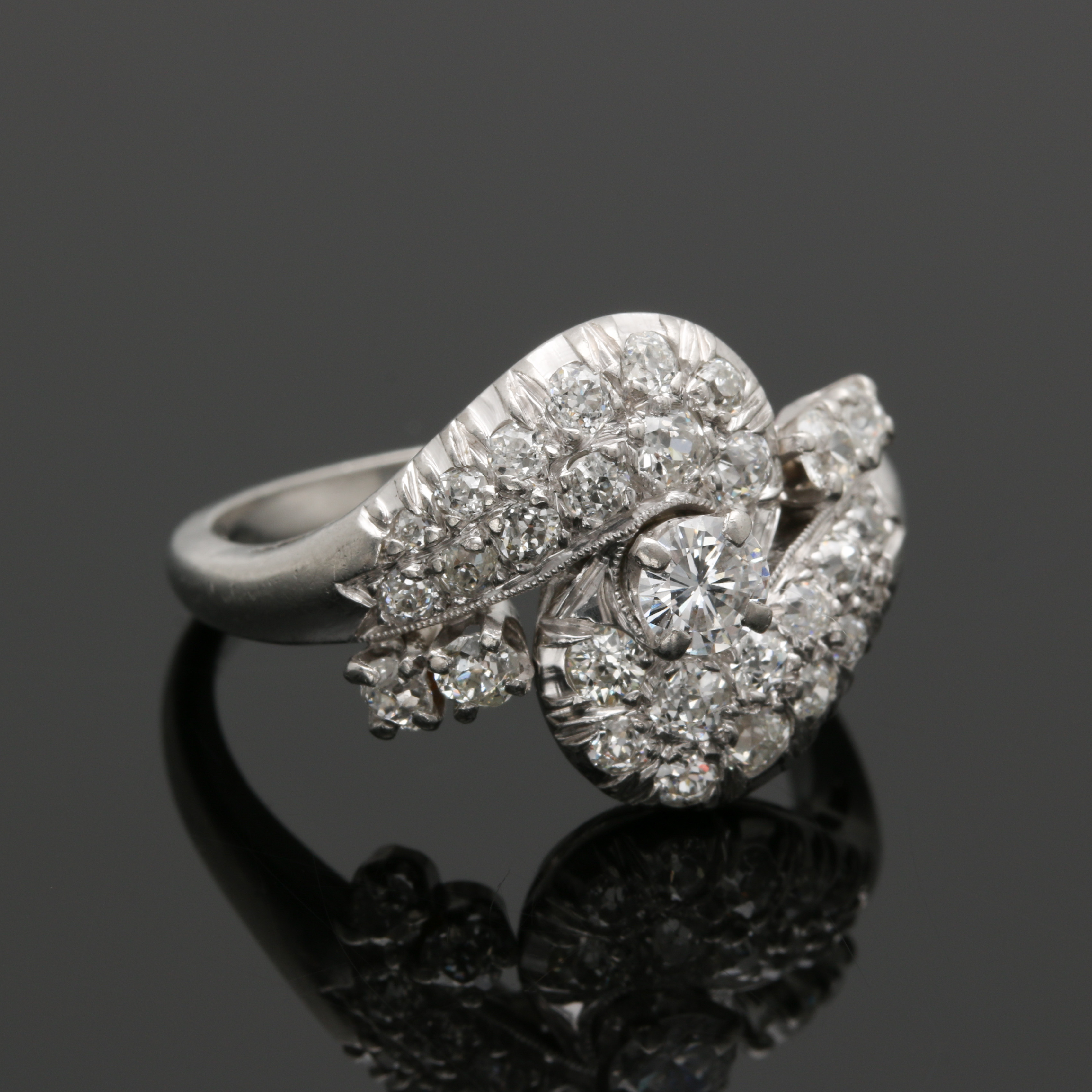 Platinum 1.45 CTW Diamond Bypass Ring