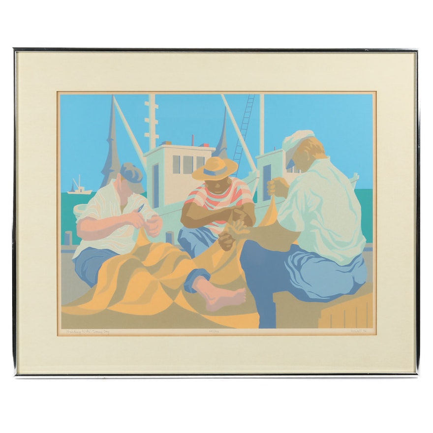 Claude Howell Limited Edition Serigraph "Mending Nets: Sunny Day"