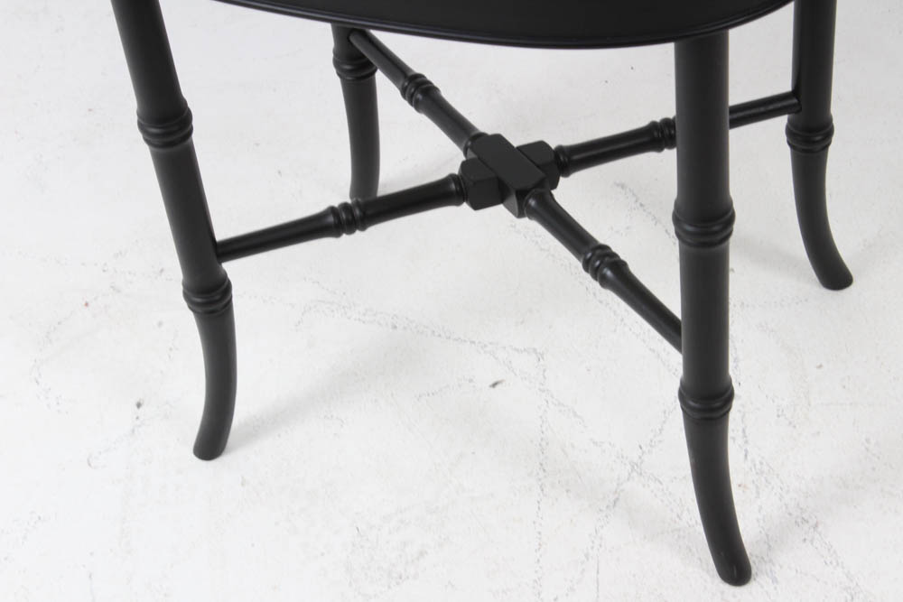 Vintage Blue Willow Ceramic Platter on Faux Bamboo Stand