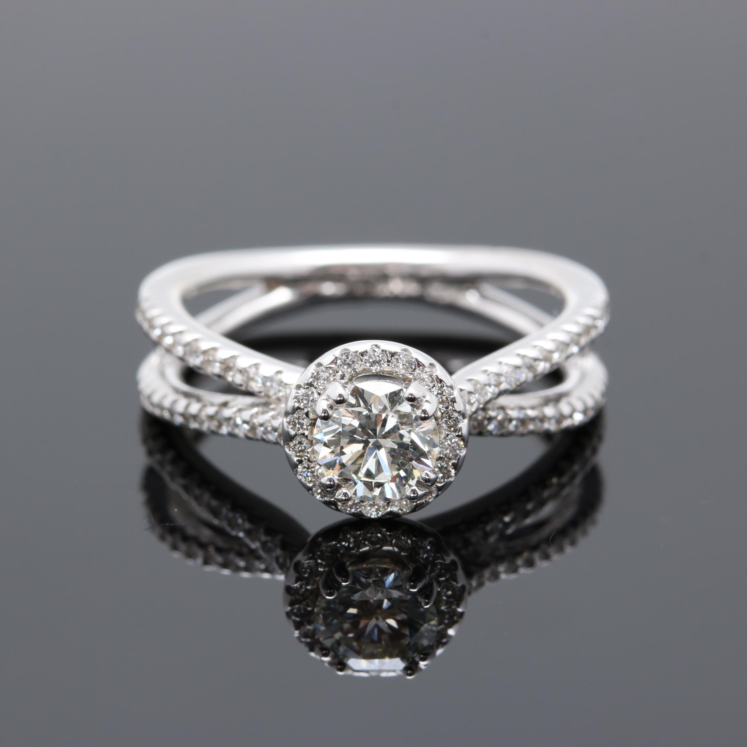 14K White Gold 0.98 CTW Diamond Ring